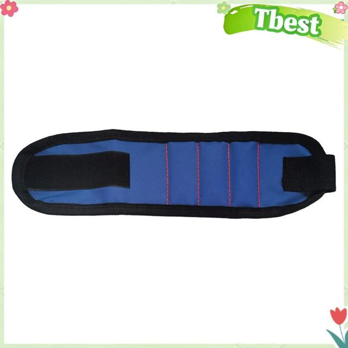 Bracelet porte-outils magnétique 3 rangs en tissu Oxford, bleu foncé, sangle auto-adhésive