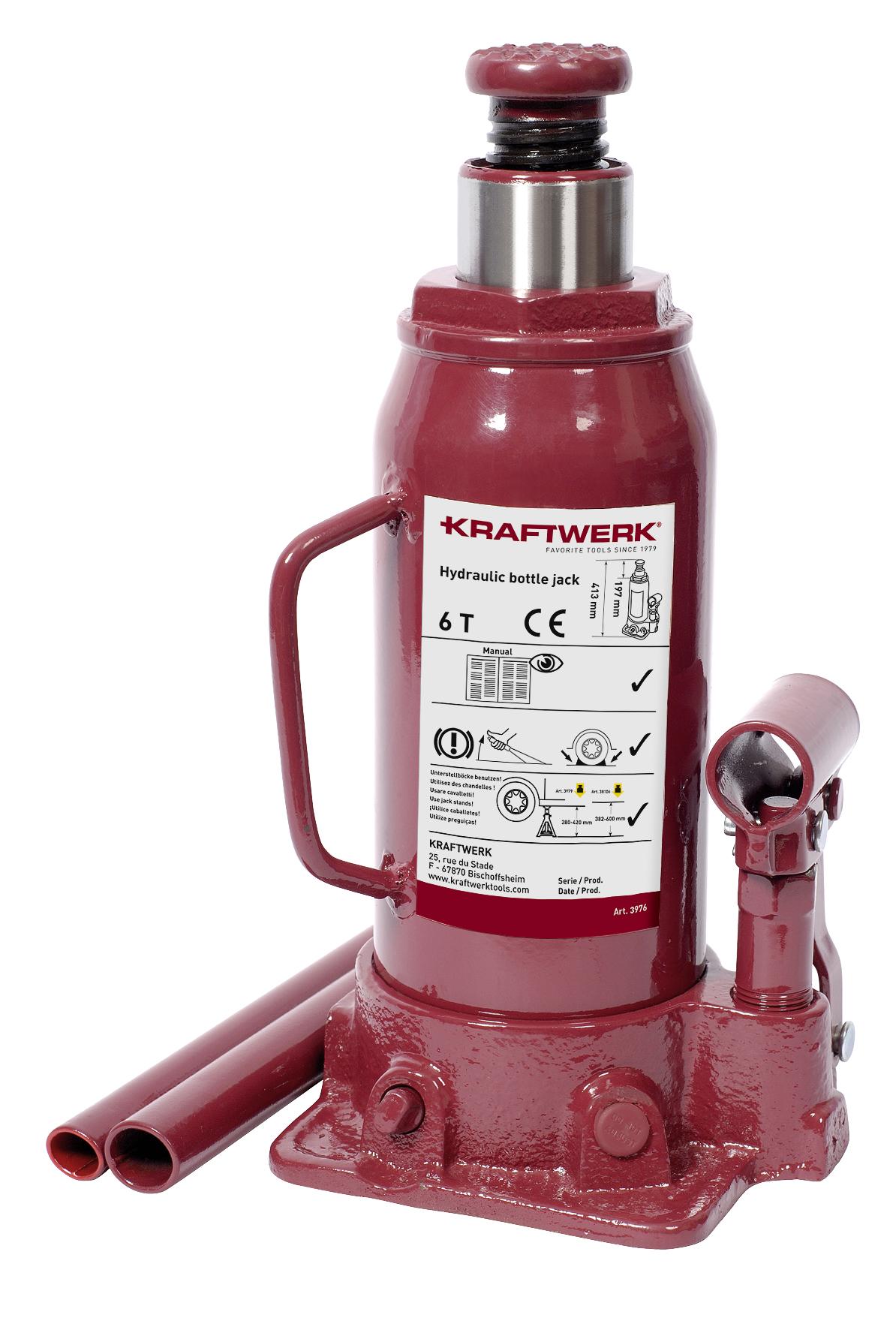 Kraftwerk Rot Wagenheber, Hydraulischer Flaschen-Wagenheber (6000 Kg, 21.60 - 41.30 Cm) - Image 2