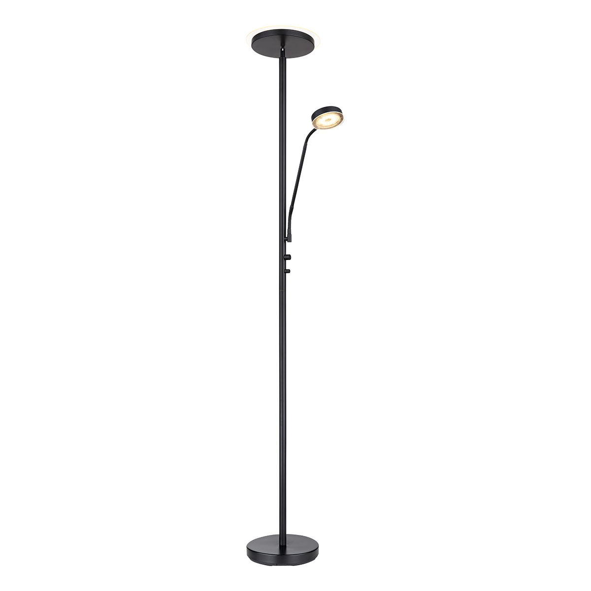GLOBO LIGHTING Stehleuchte ERNST, 180 cm Höhe, 18,5 W LED, mattschwarz, dimmbar, schwenkbar, Innenleuchte aus Metall mit opalfarbenem Glasschirm - Bild 4