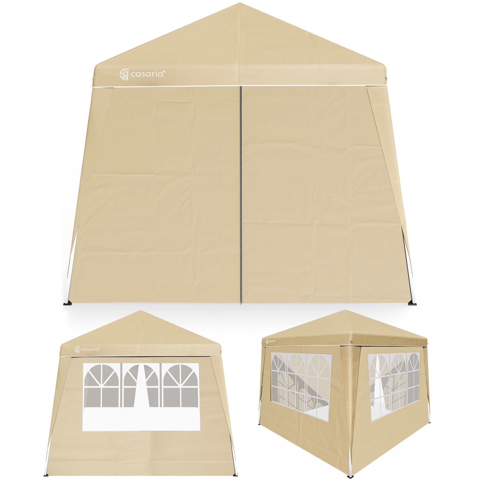 Casaria® Pavillon Pop-up 3x3m Inkl. 4 Seitenteile Farbauswahl Uv-schutz 50+ Inkl. Tasche Wasserdicht Faltbar Faltpavillon Zelt Festival   Beige