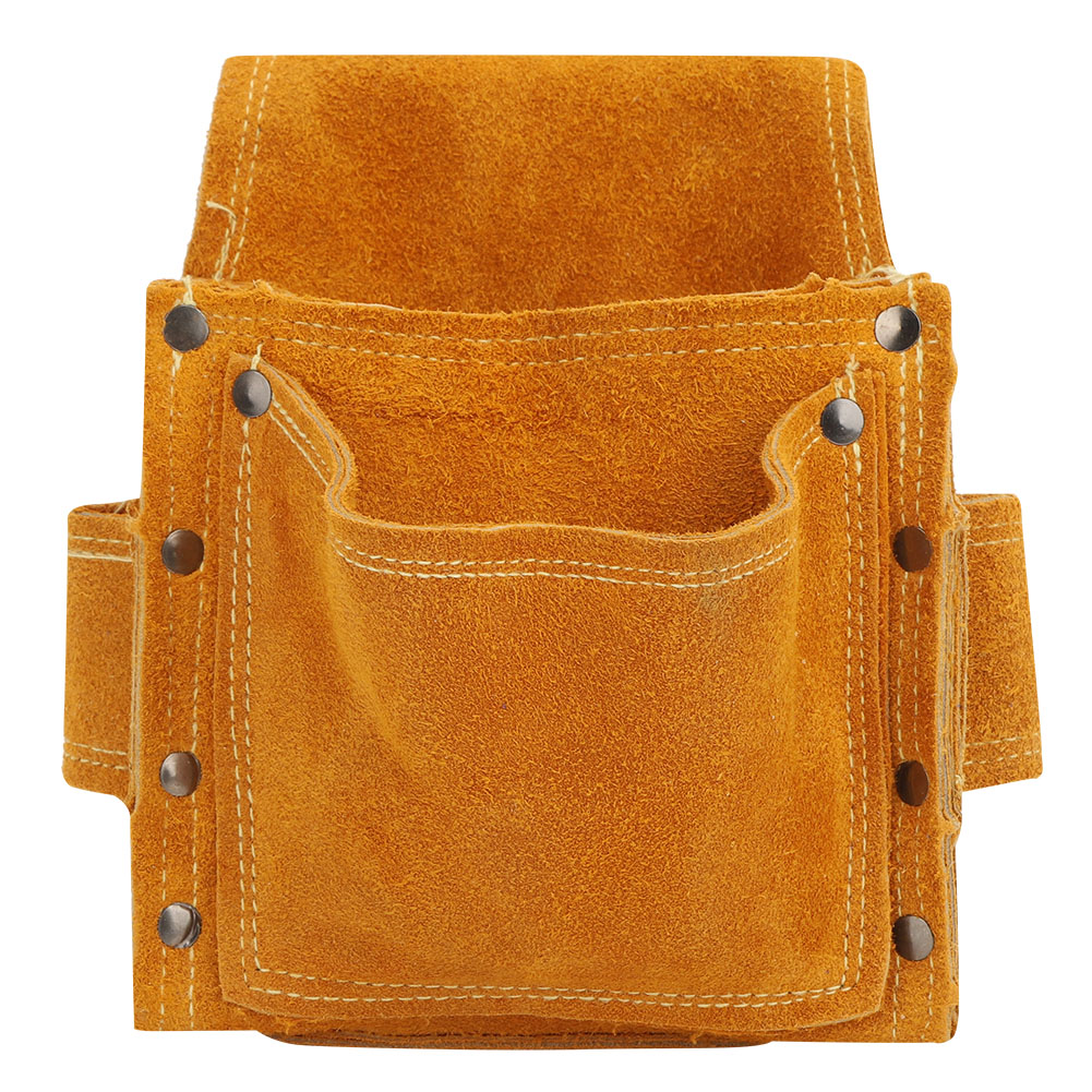 Sacoche de ceinture à outils en cuir de vache épais, fond renforcé 4 couches et 24 rivets, portable