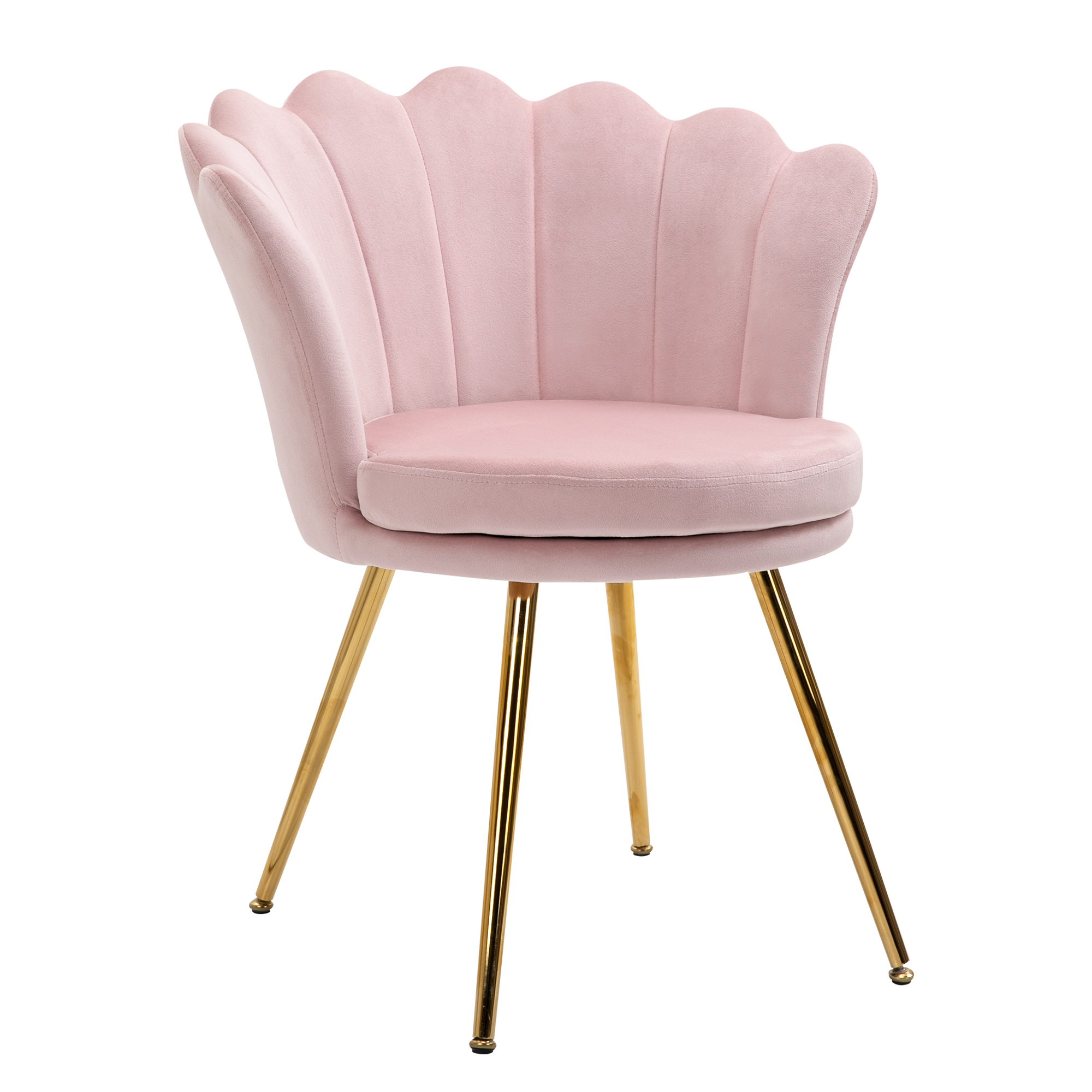 Homcom - Chaise Coquillage Chaise Design Pieds Métal Dorés Effilés
