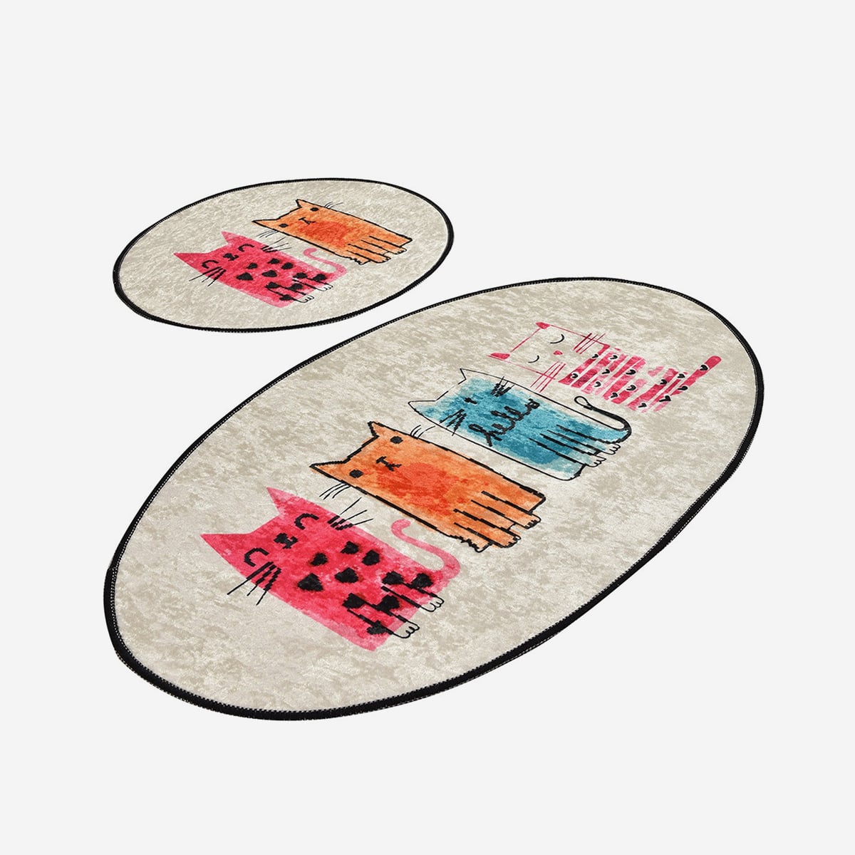 Set Badematten Rutschfest Waschbar 2-teilig Baby Cats
