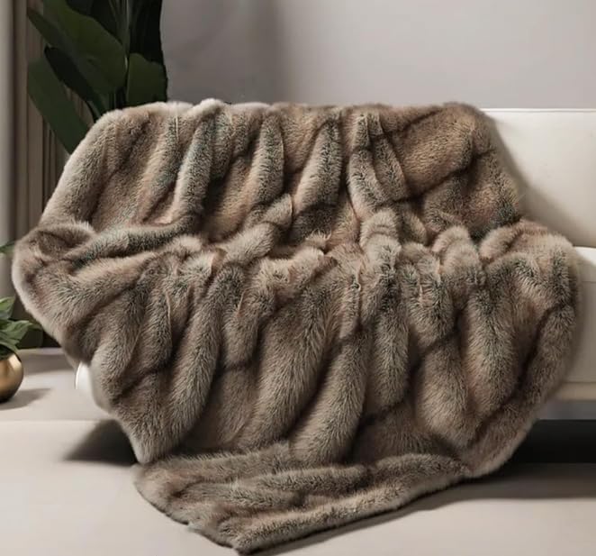Costway – Plaid En Fausse Fourrure Marron 153 X 203 Cm – Doublure