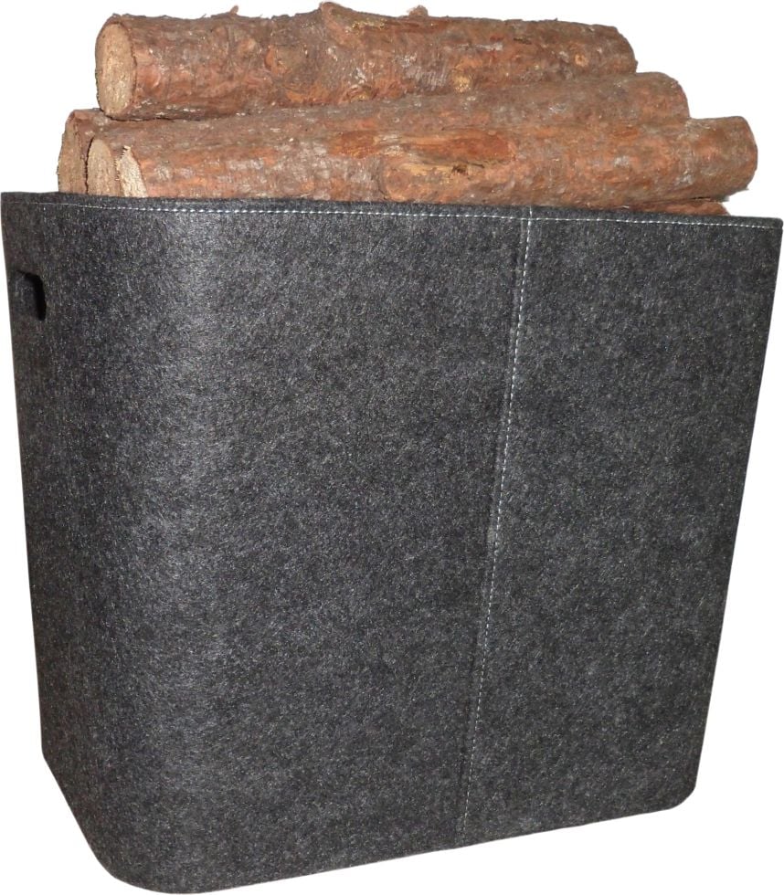 TrendLine Holzkorb Filz 50 x 36 x 40 cm anthrazit - Image 2