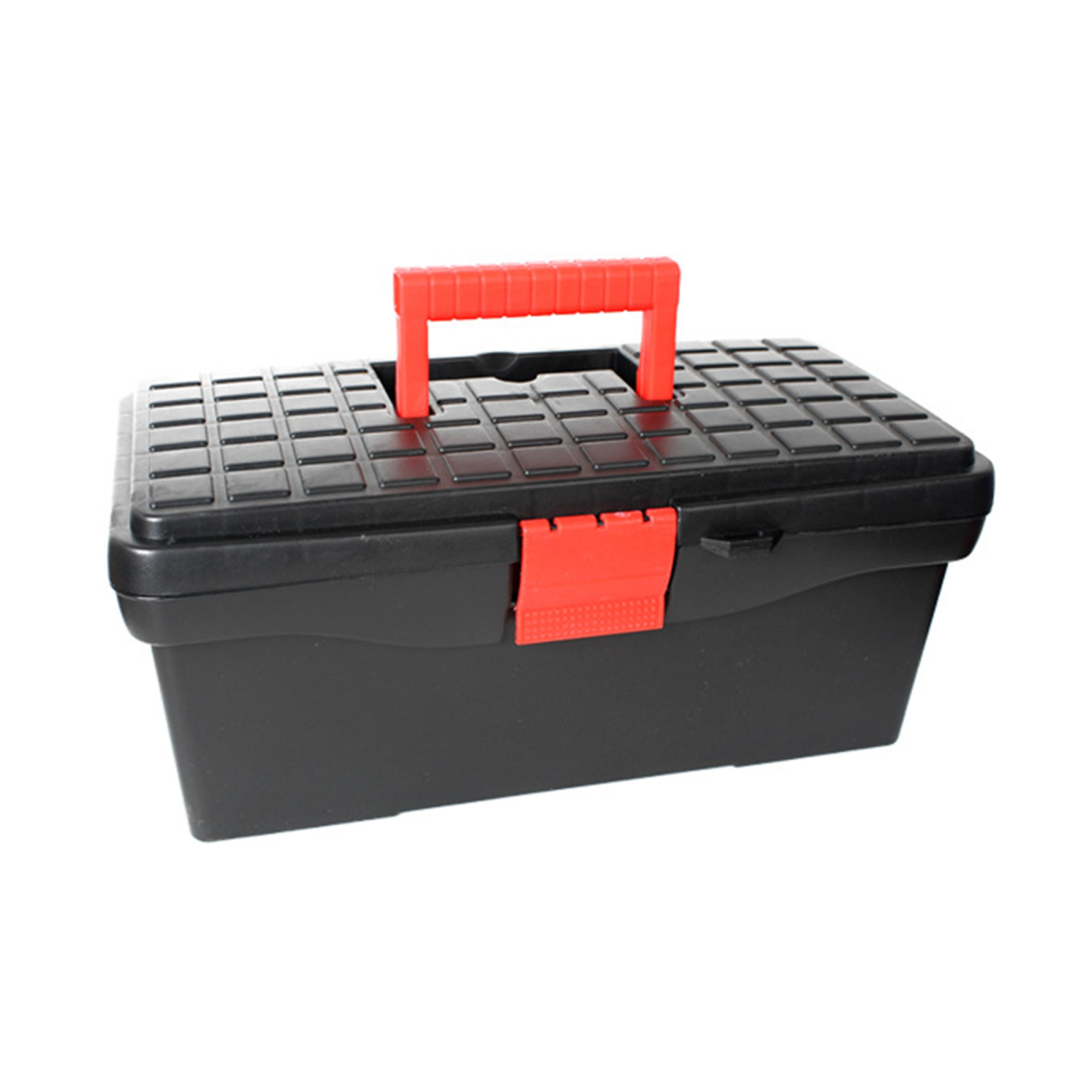 Boîte à outils 2 étages en plastique ABS noir, 36,5x18,5x17,5 cm, compartiments pour électricien