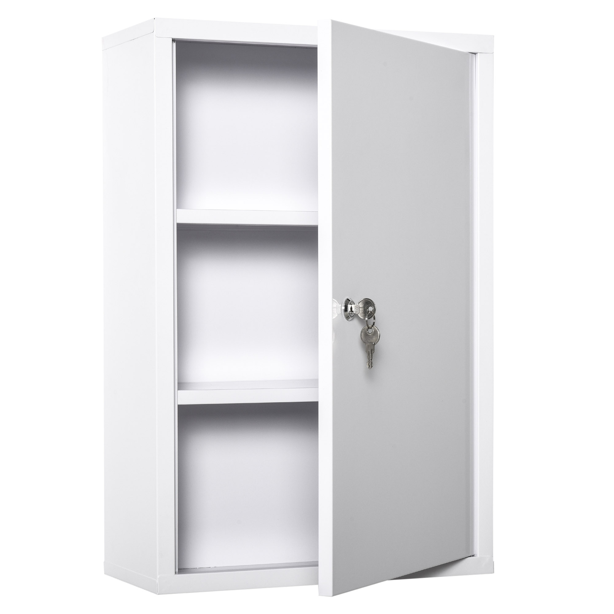 Armoire À Pharmacie Murale 3 Niveaux En Acier Avec Serrure À Clé