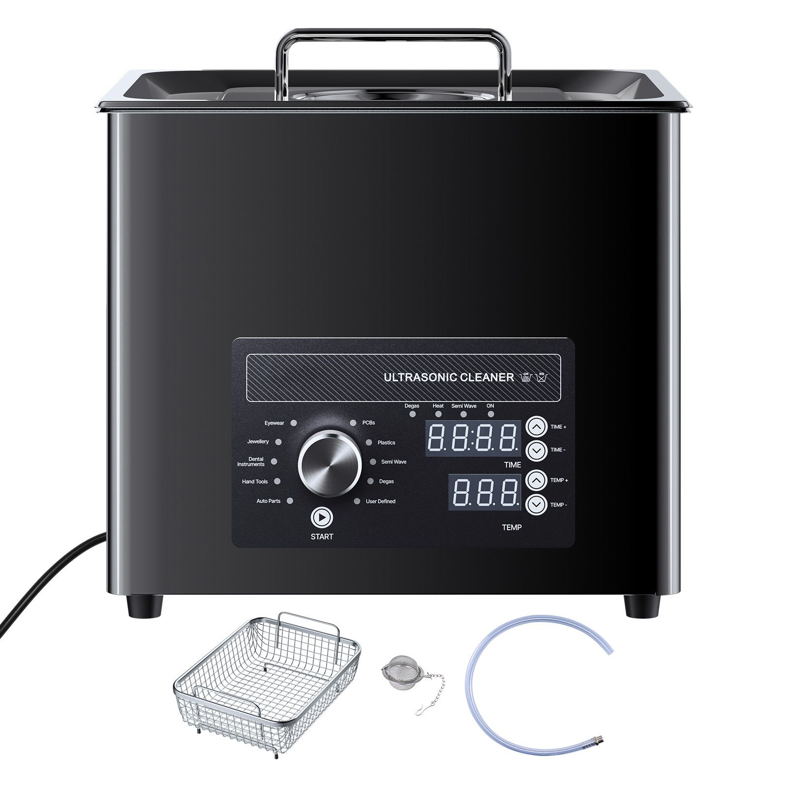 Nettoyeur à ultrasons 10 L en acier inoxydable 304, panier et billes de nettoyage, 40 kHz