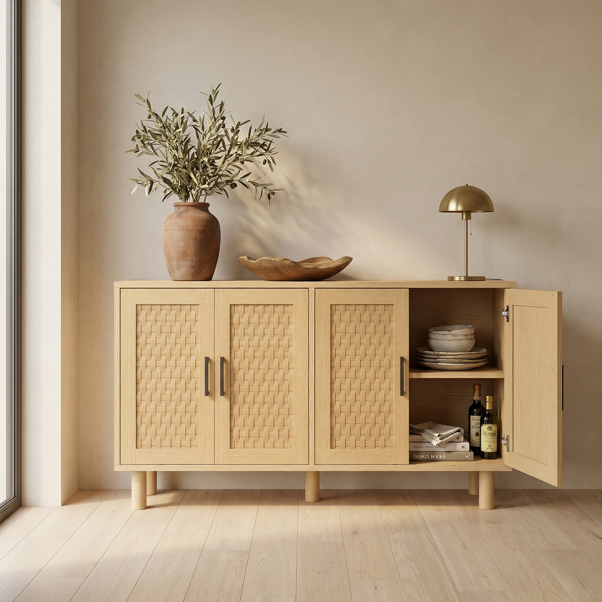 Enfilade En Bois Effet Rotin