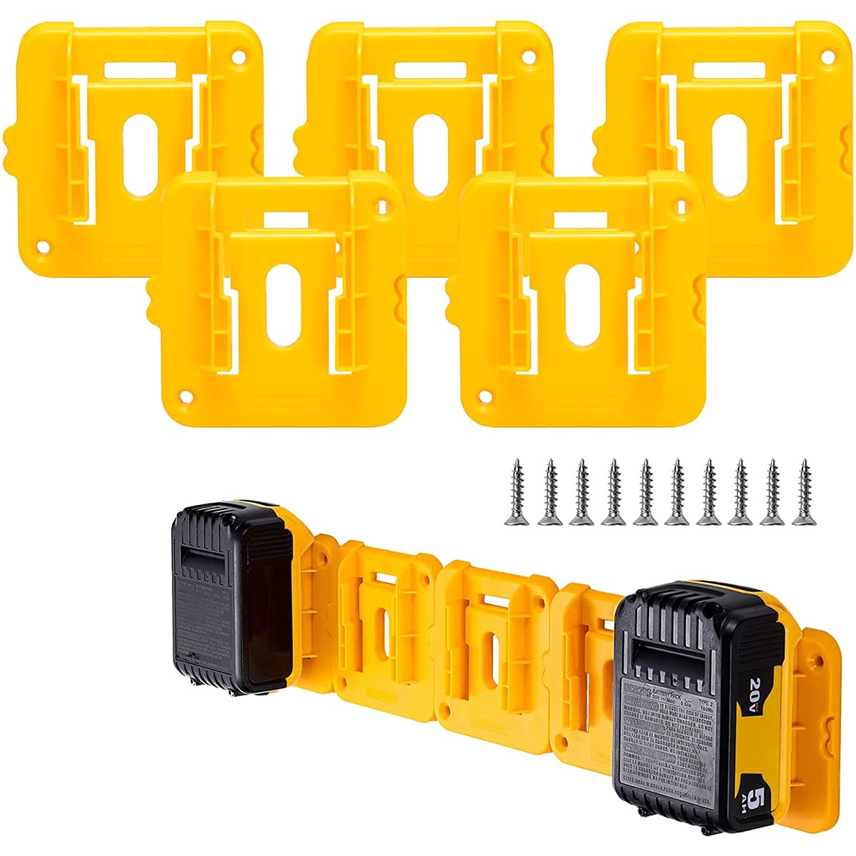 Support de batterie compatible 20V en plastique ABS et bois, lot de 5