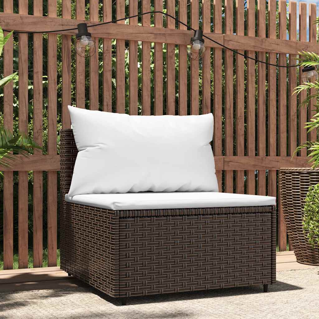 Canapé Central De Jardin Modulable En Résine Tressée Marron Avec