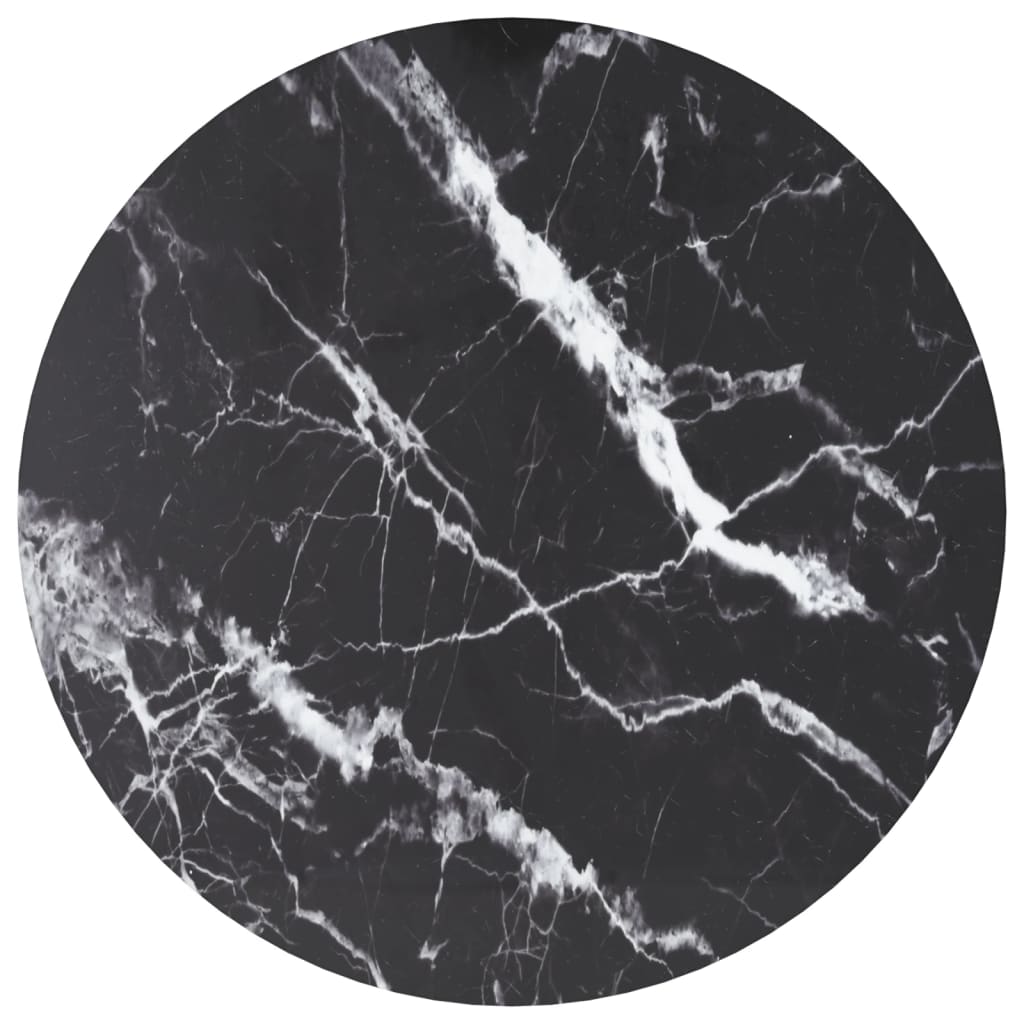 Dessus De Table Noir Ø60x0,8cm Verre Trempé Avec Design Marbre Vidaxl