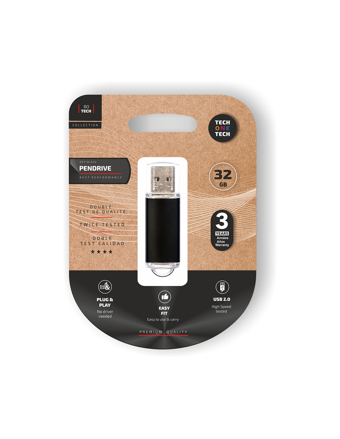 Edm Schwarz Tech One Tech Pendrive Aus Der “Bo Tech”-Serie Mit 32Gb Kapazität,