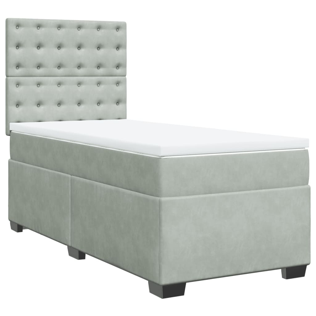 Vidaxl Giroletto A Molle Con Materasso Grigio Chiaro 90x200 Cm Velluto