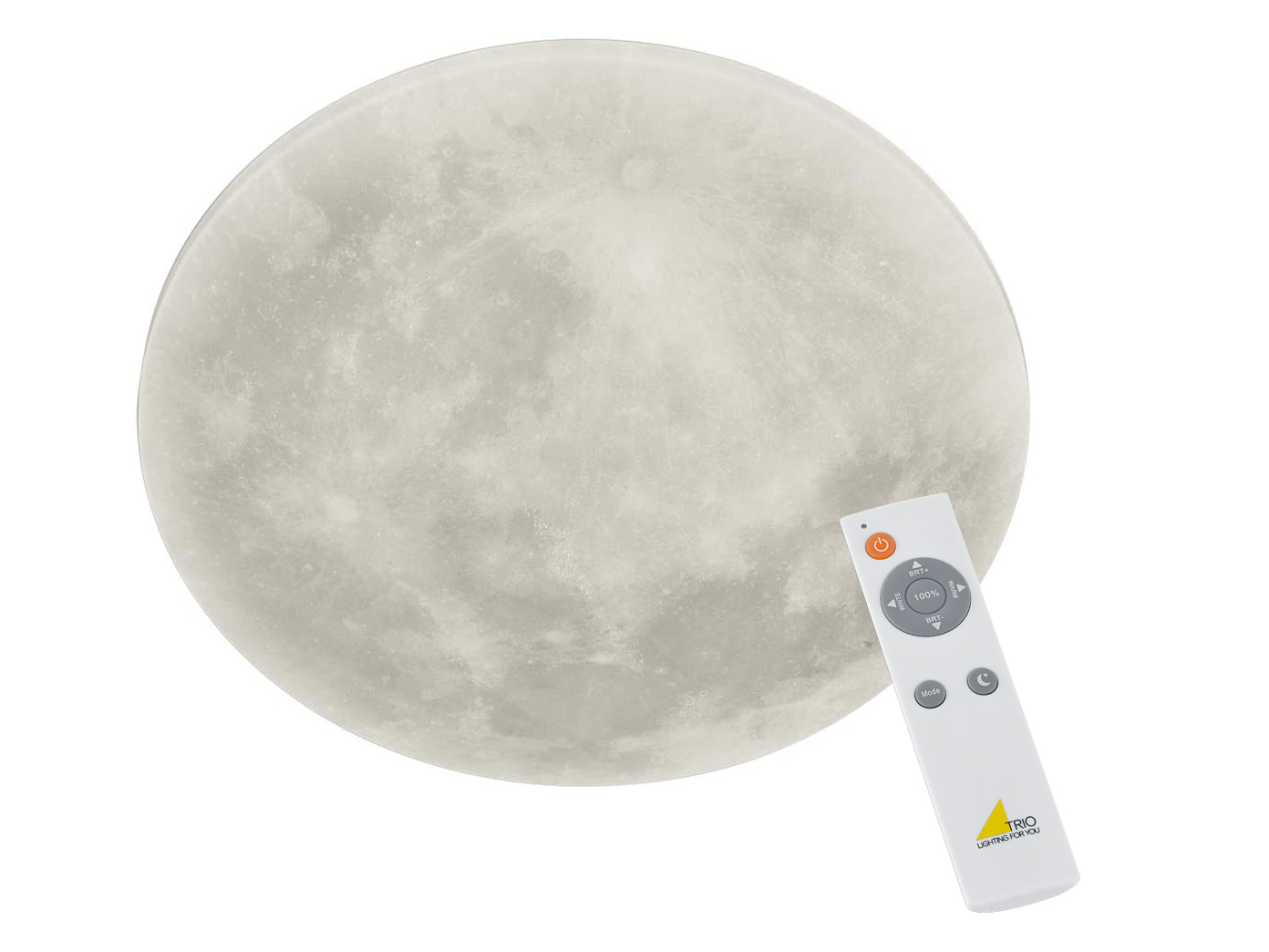 Trio - Dimmbare Led Deckenleuchte Lunar Mit Nachtlicht, Mondphasen Fernbedienung Ø40cm