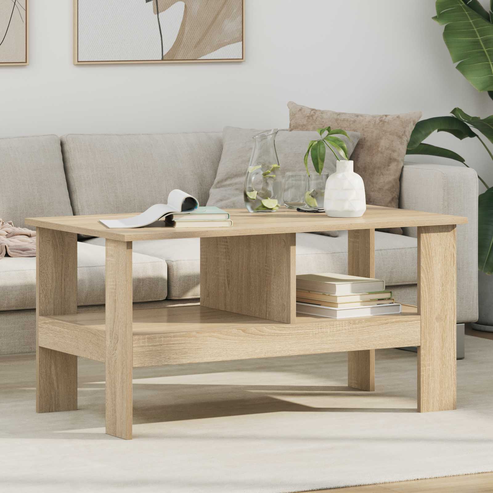 Coffee Table Sonoma Oak 90 X 50 X 45 Cm Engineered Wood Vidaxl