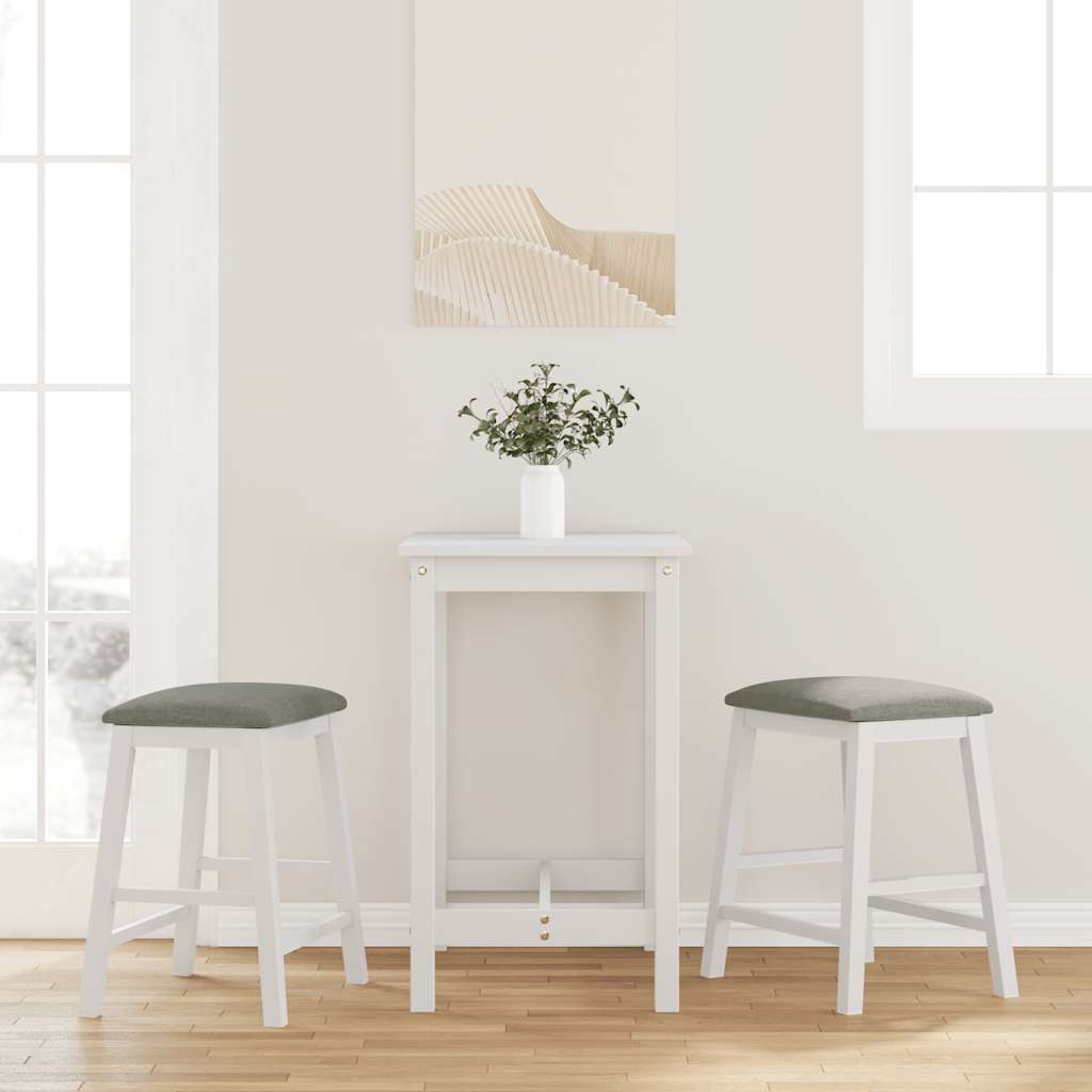 Vidaxl - Chaises De Bar Avec Coussins 2 Pcs Blanc Bois Massif D'Hévéa