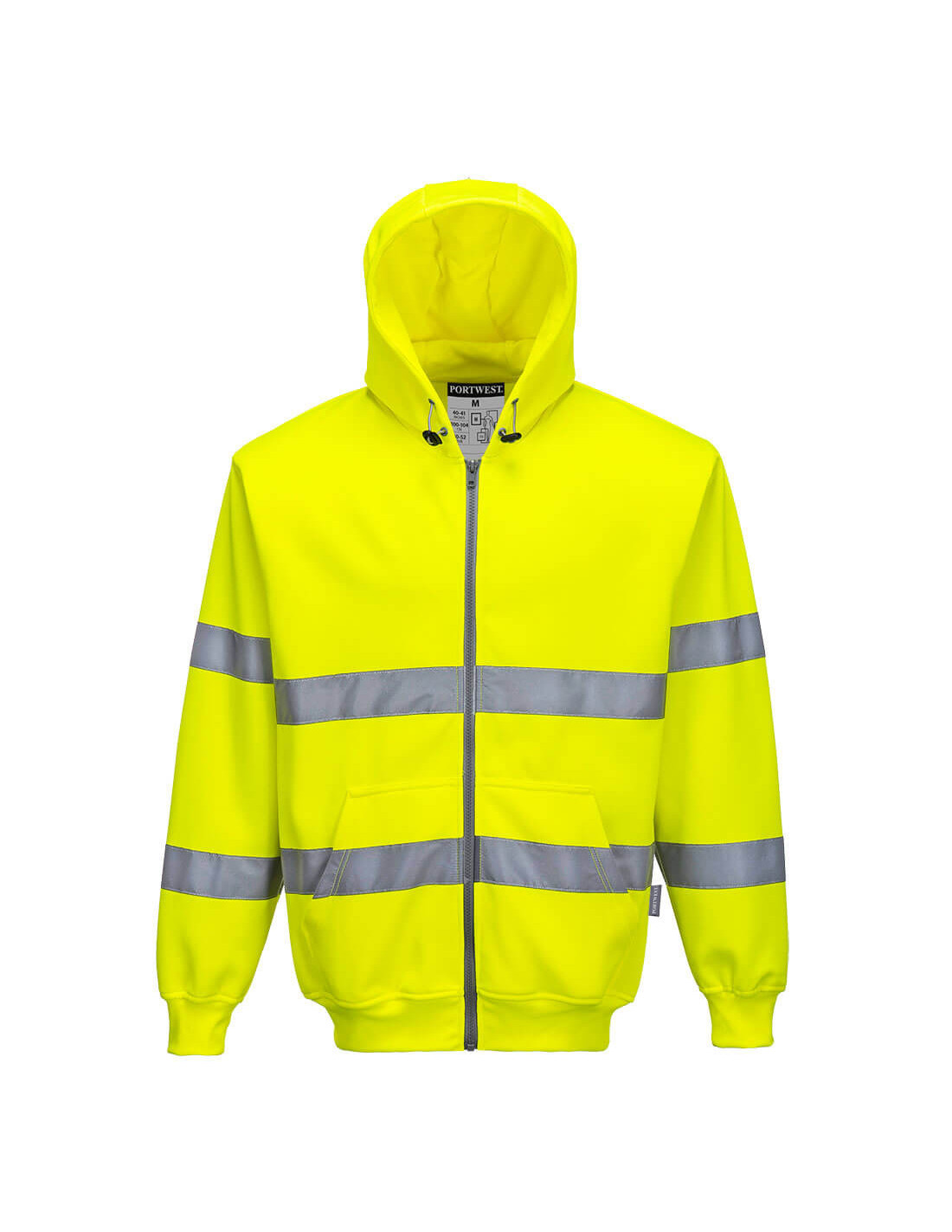 Gelb Sweat Zip Hivis À Capuche Couleur : Jaune Taille Xs - Portwest - Bild 3