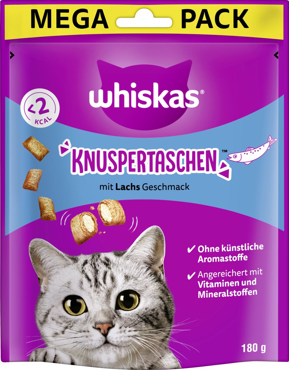 Whiskas Knuspertaschen - Sparpaket Lachs (4 x 180 g) Katzensnacks - Bild 7