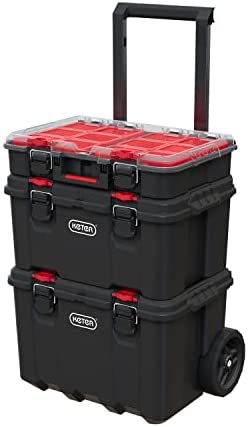 Keter Stack'N'Roll Aufbewahrungsbox-Set 150 L, 3er-Pack, schwarz/rot - Bild 3
