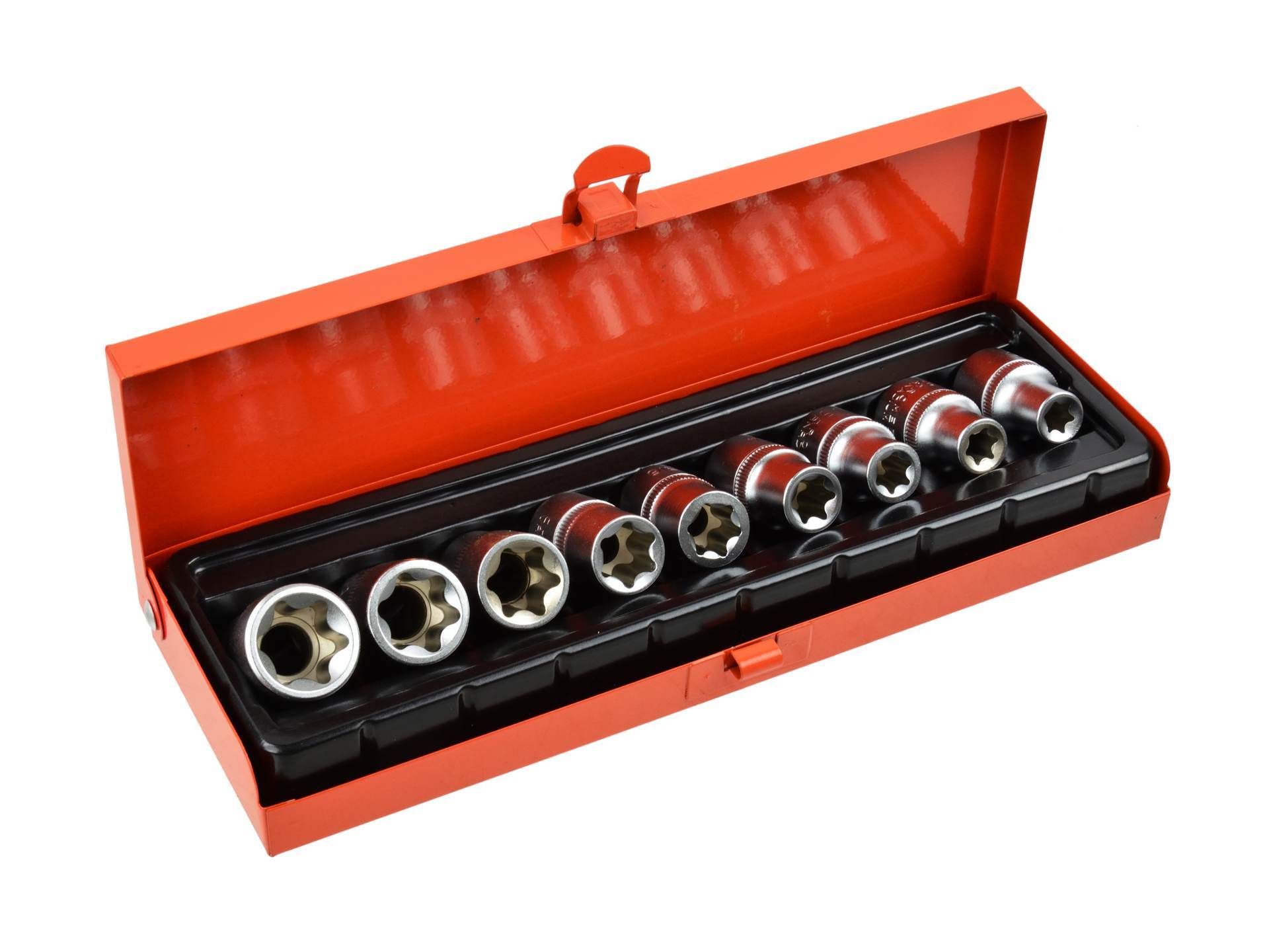 Import 9-Teiliger Torx-Steckschlüsselsatz E10-24, 1/2" Geko, Koffer (20)