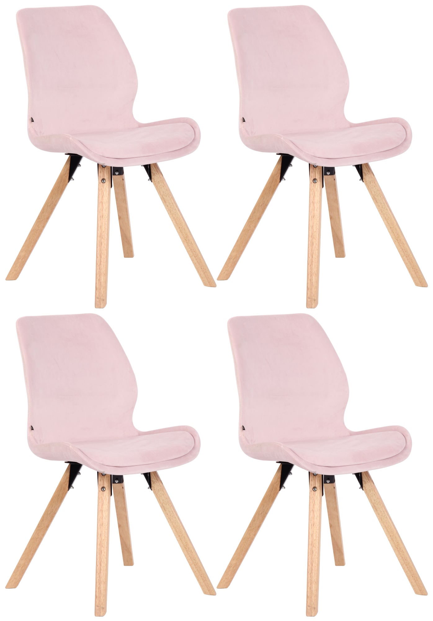 Set Di 4 Sedie Luna Rosa Velluto