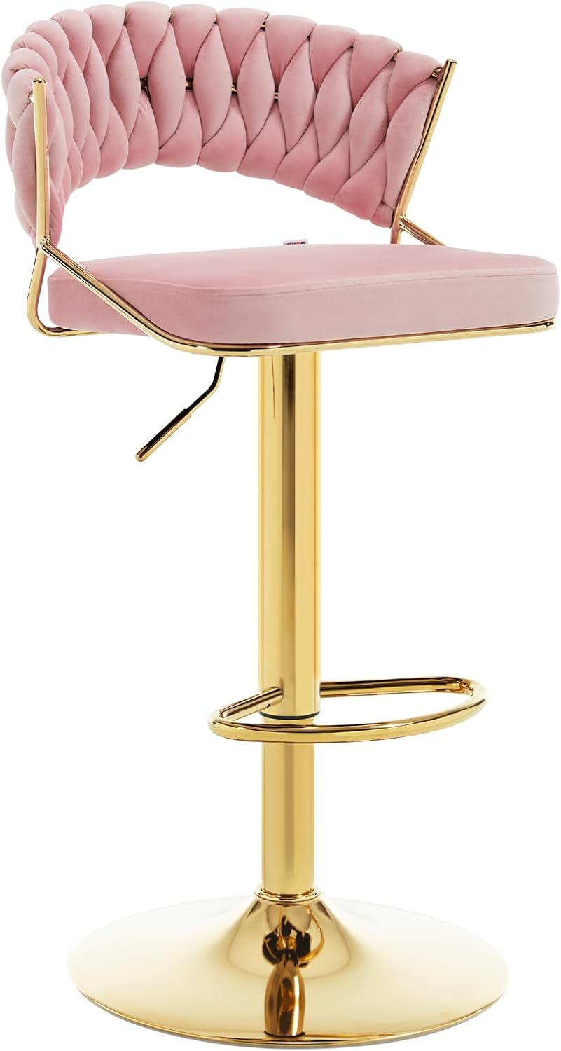 Woltu - Tabouret De Bar En Velours Et Métal Tabouret Pivotant Avec