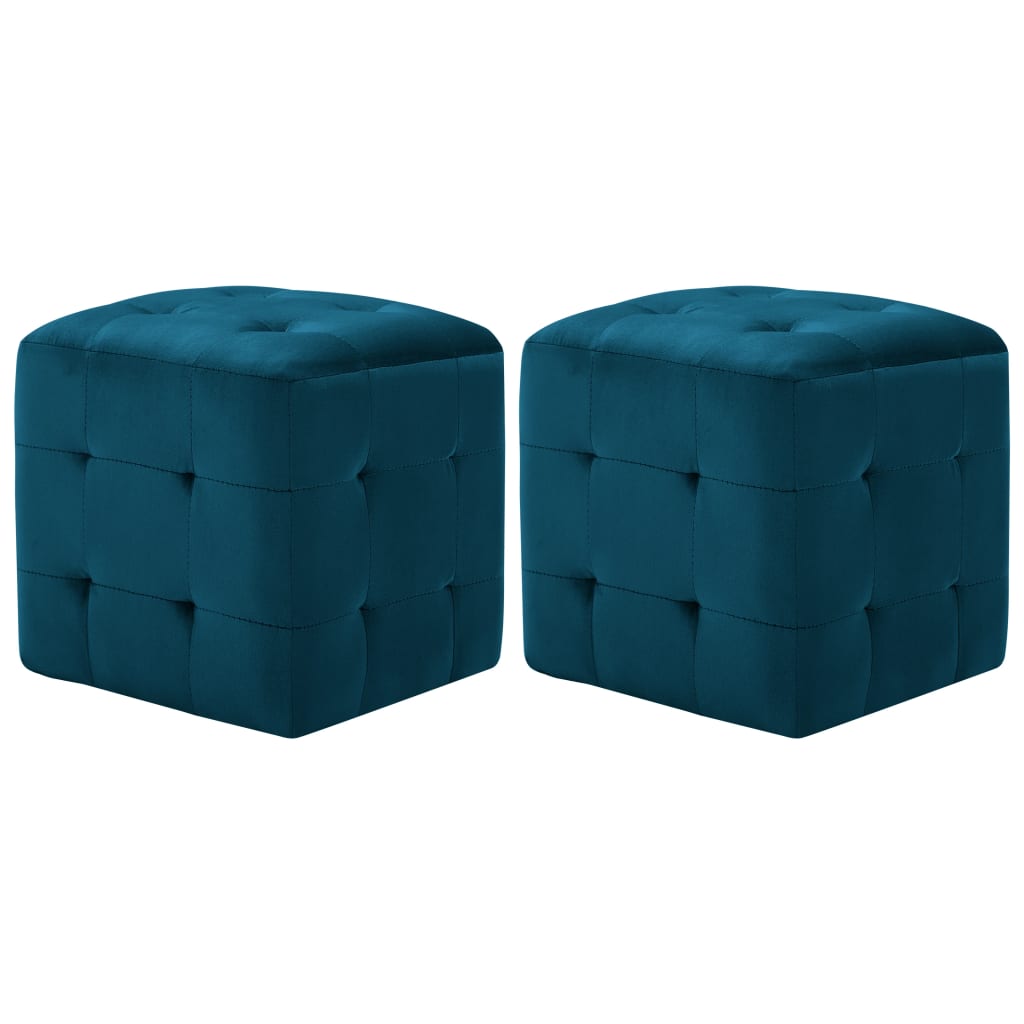 Vidaxl - 2 Pcs Poufs Bleu 30 X 30 X 30 Cm Tissu Velours