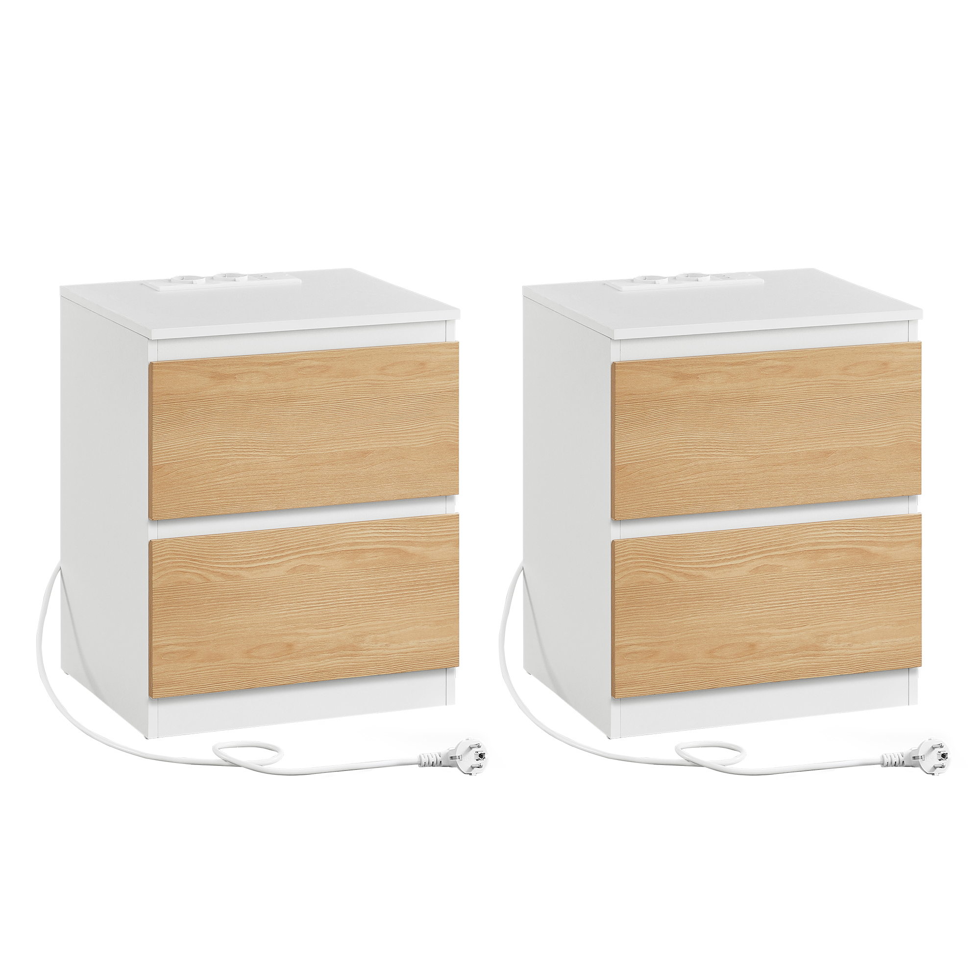 Vasagle – Lot De 2 Tables De Chevet Avec Multiprise – 2 Tiroirs – 2