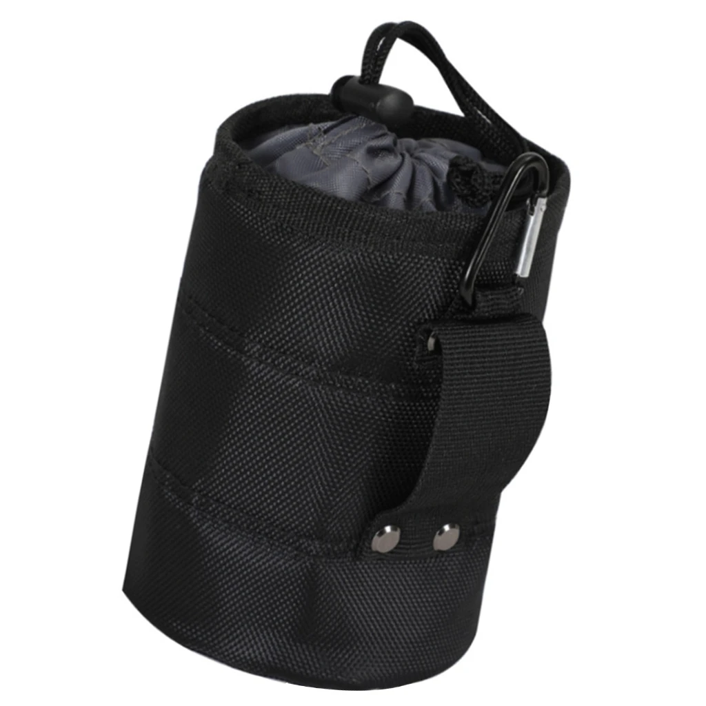 Sacoche à outils de ceinture en tissu Oxford, cylindrique, sangle réglable, noir, 14 x 10 x 10 cm