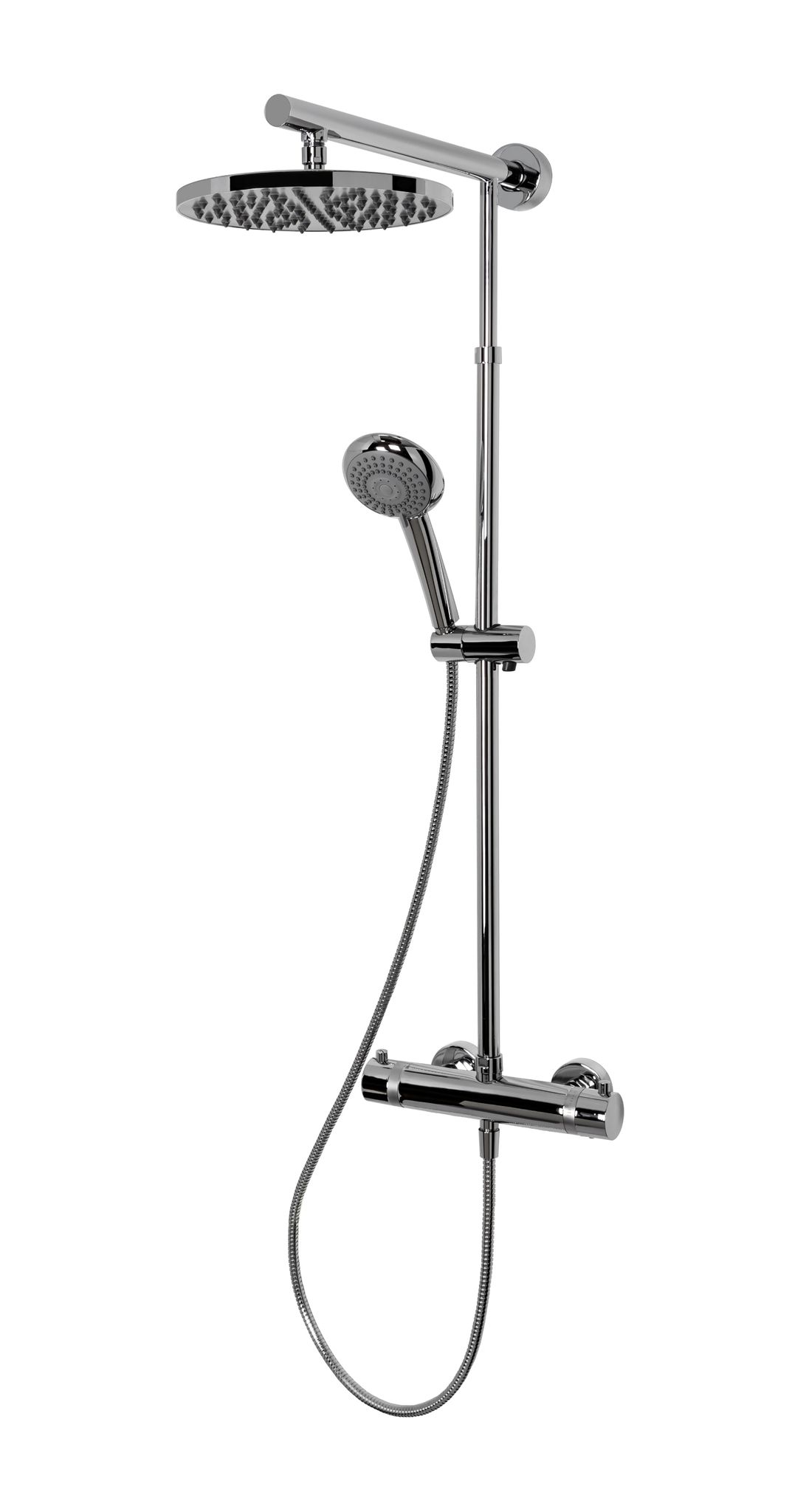 Schulte - Duschsystem, Verchromt, Korpus Aus Messing, Duschmaster Rain Mit Regendusche, Mit Sicherheits-thermostat, Kopfbrause Rund