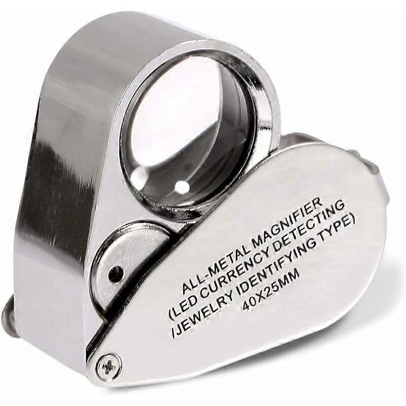 Loupe à main 40x avec LED blanche et lampe UV, lentille 25 mm, pile incluse