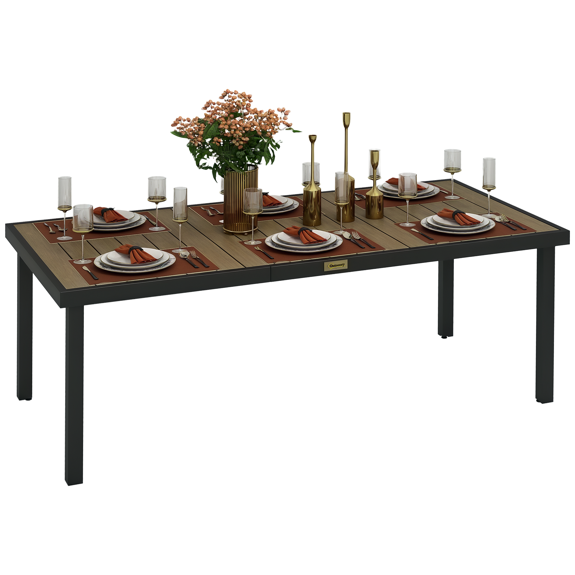 Outsunny – Table De Jardin Aluminium 190x90x74cm Pour 8 Personnes