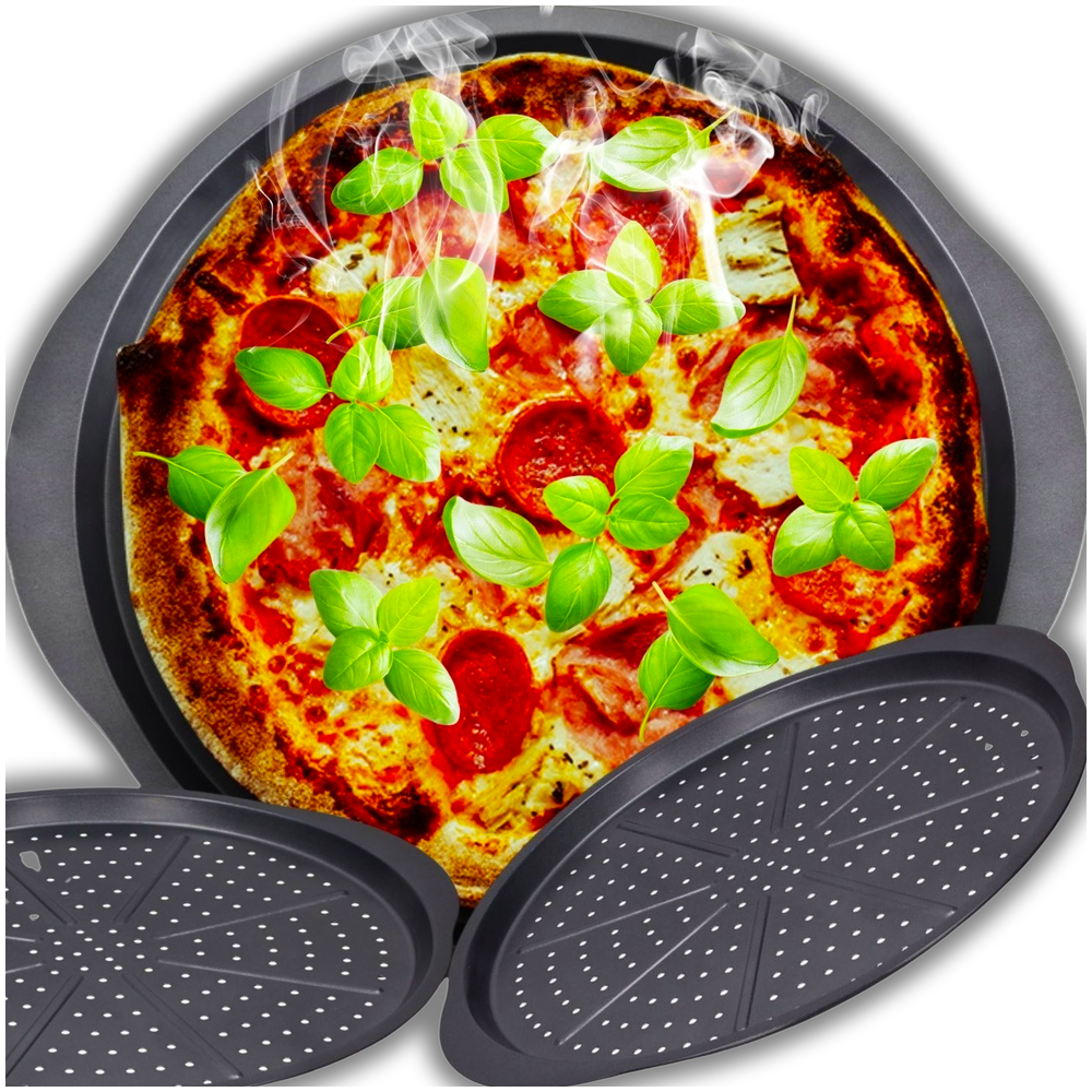 Teglia Da Forno Per Pizza E Crostate, Formato Xxl, In Acciaio Al Carbonio, 33 Cm.