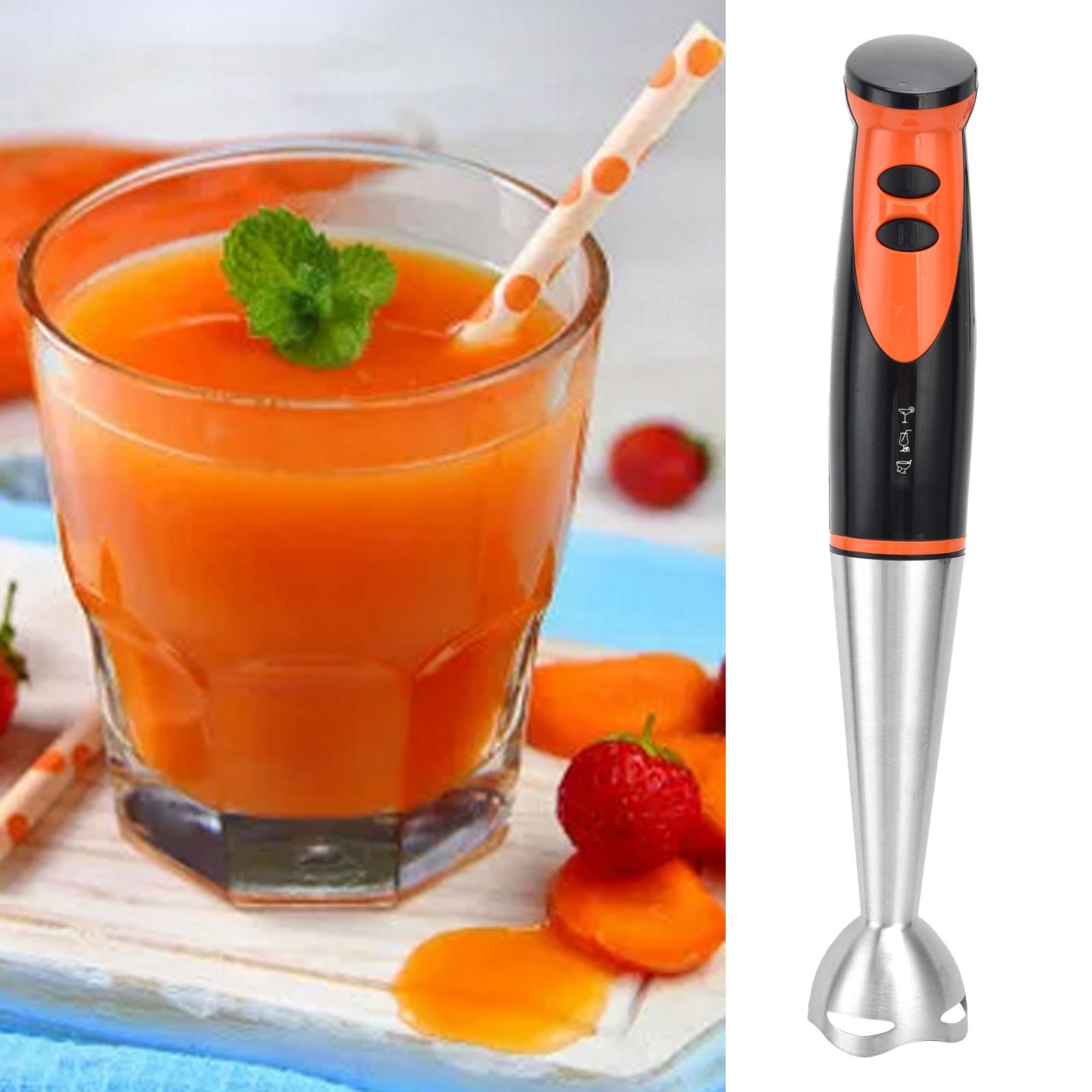 Frullatore A Immersione Elettrico - Serie Premium 800w - 4 Pezzi - Abs E Acciaio Inossidabile - 2 Velocità