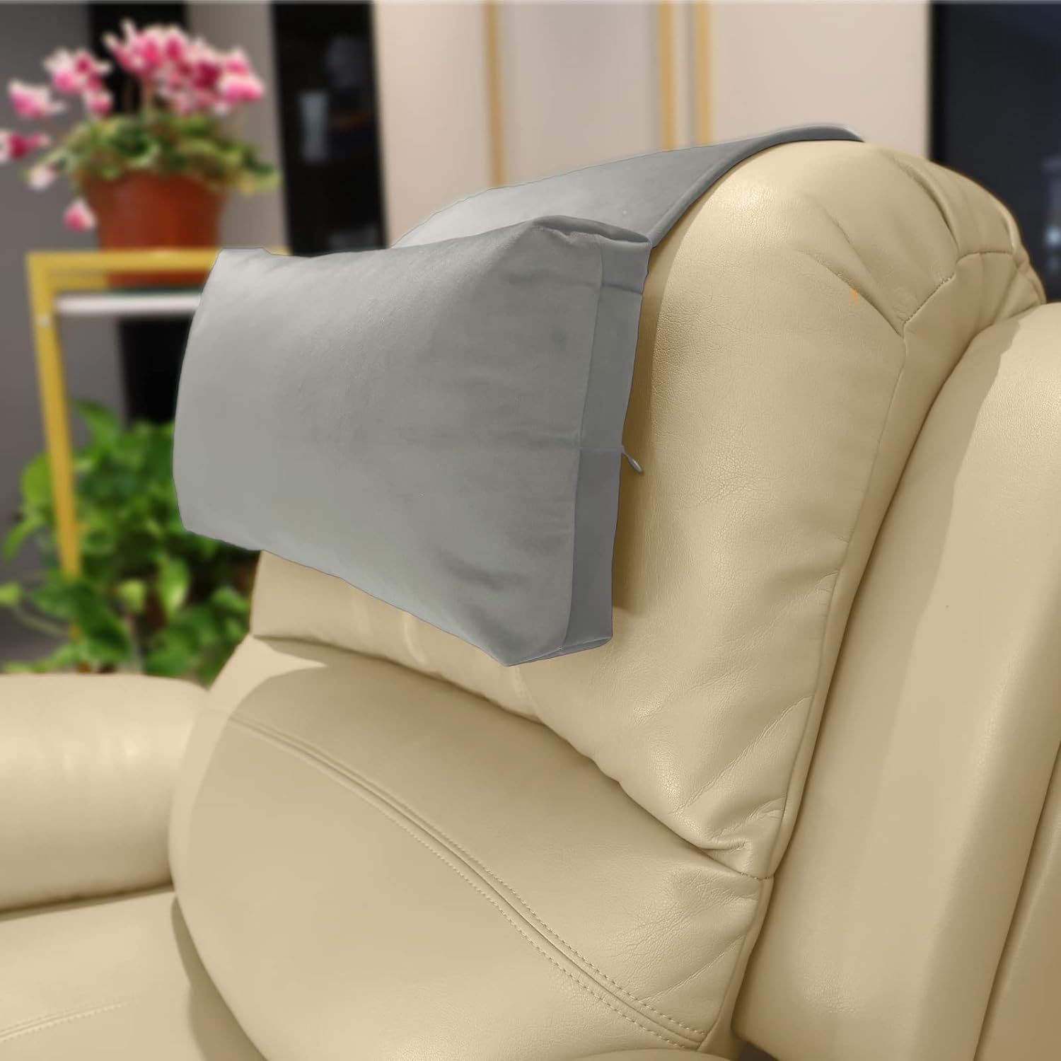 Coussin D'appui-tête Réglable Pour Fauteuils Inclinables Et Fauteuils – Coussin En Velours Antidérapant Pour Soutien Du Cou Et Soulagement De La Douleur (gris)
