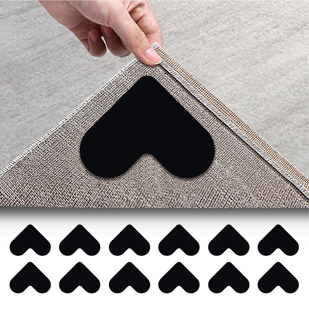 Tapis antidérapant double face en silicone lavable, pour carrelage, bois et marbre, lot de 12