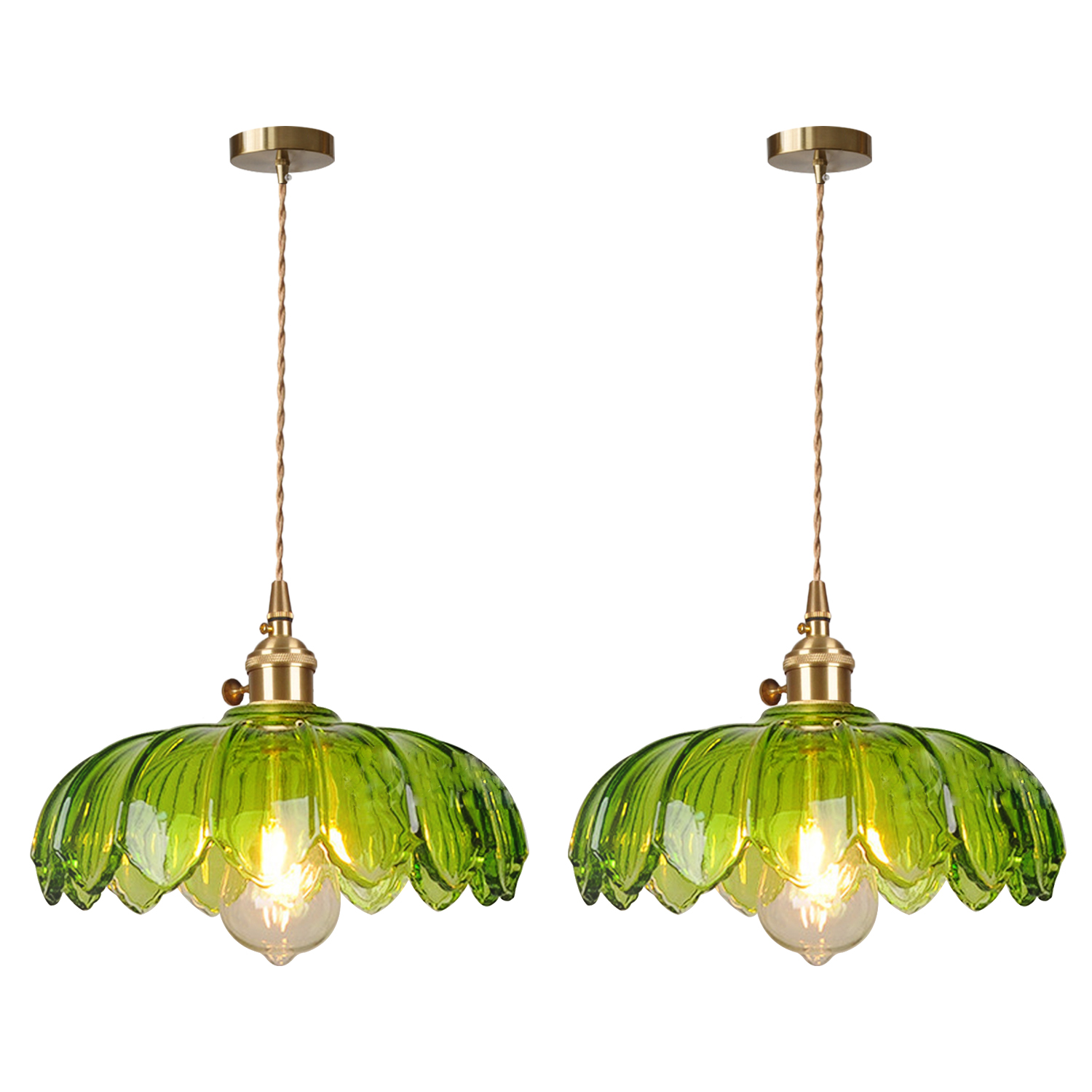 2pcs Plafonnier D'Intérieur Vintage Suspension Luminaire En Verre
