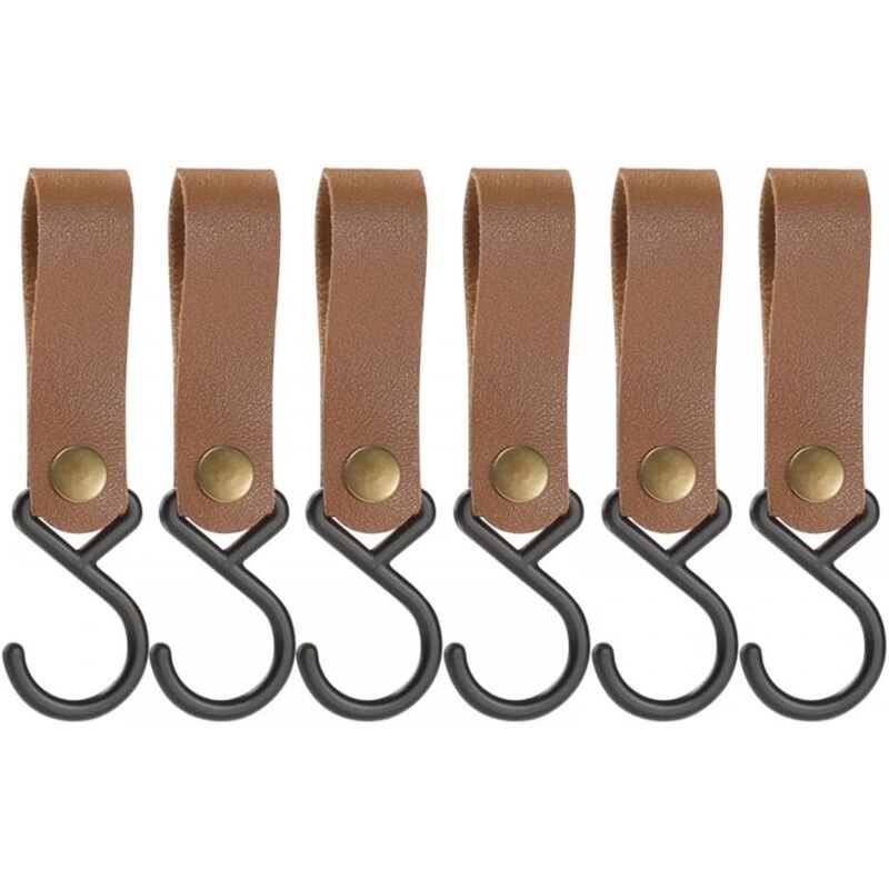 Crochets en acier inoxydable à bouton-pression pour casseroles, poêles et tasses, lot de 6, kaki
