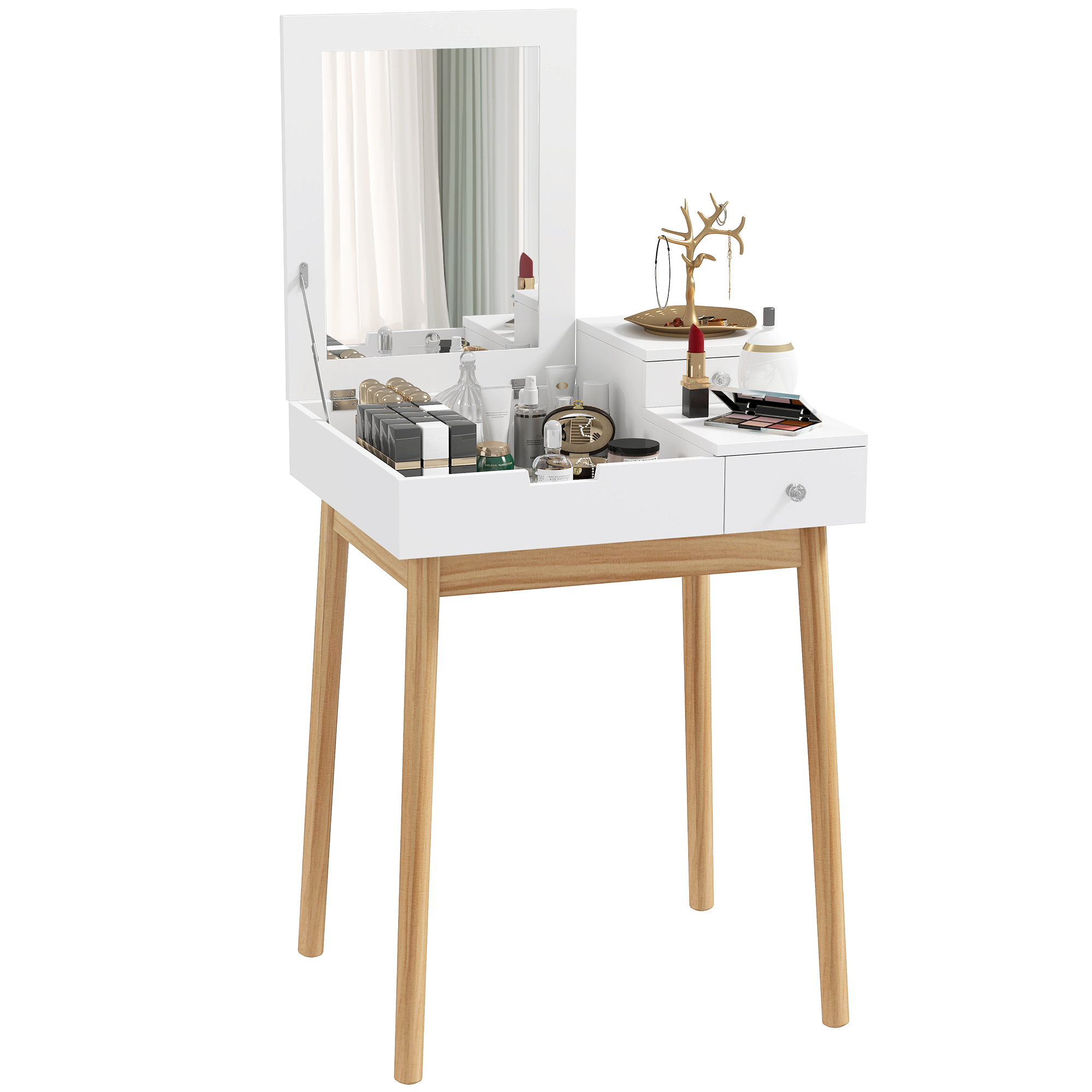 Homcom - Coiffeuse Design Scandinave Table De Maquillage