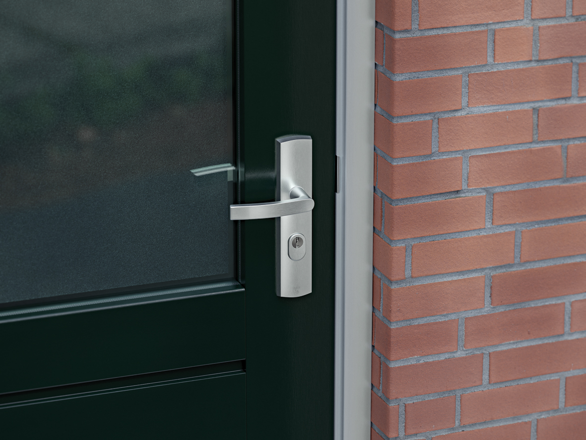 Axa Sicherheitstürbeschlag - Set - Curve Plus Vh - Aluminium - Türgriff - Mit Zylinderbohrung - Pc55 - Türgriff Mit Schutzschild