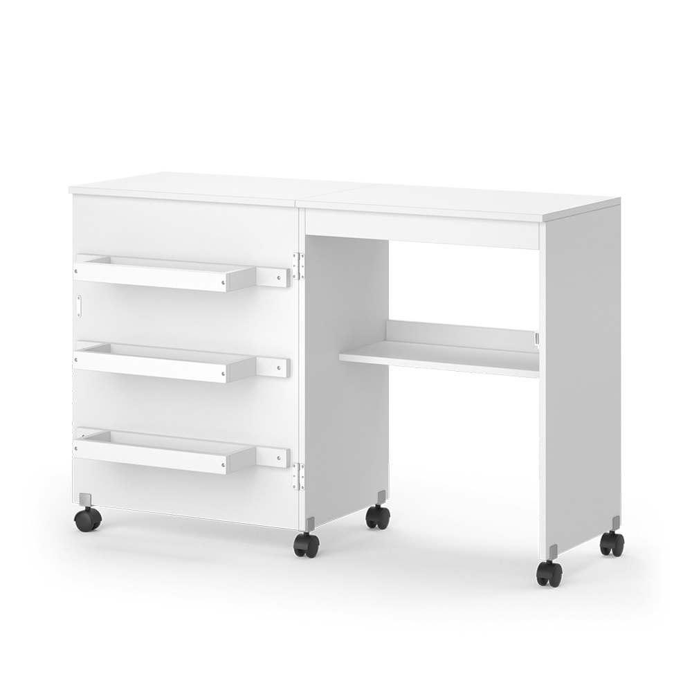 La Table De Couture Carmen, Blanc, 118 X 79.3 Cm Avec 3 Étagères, Vicco
