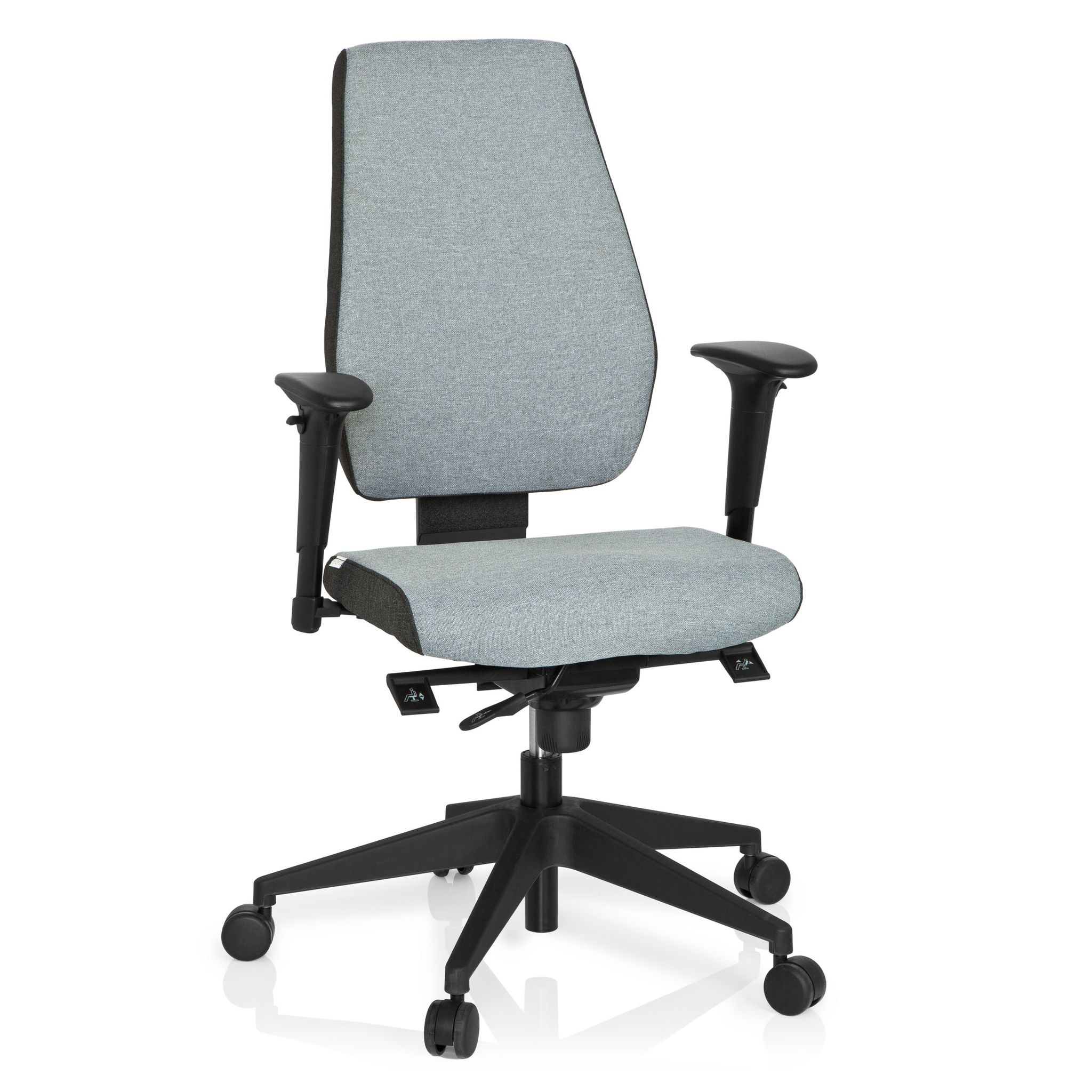 hjh OFFICE 608822 Profi Bürostuhl PRO-TEC 500 Stoff Hellgrau Drehstuhl ergonomisch, Rückenlehne & Armlehnen höhenverstellbar - Bild 3
