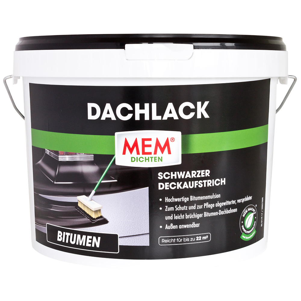 Mem - Bitumen Dachlack 10 L Deckaufstrich Isolieranstrich Abdichtung Bitumenanstrich