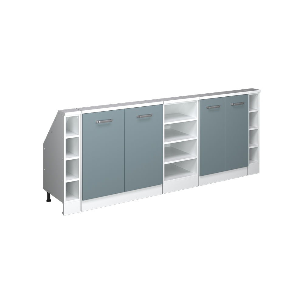 Küchenschrank Für Dachschrägen R-line, Blau-grau/weiß, 210 Cm 5er Set, Vicco