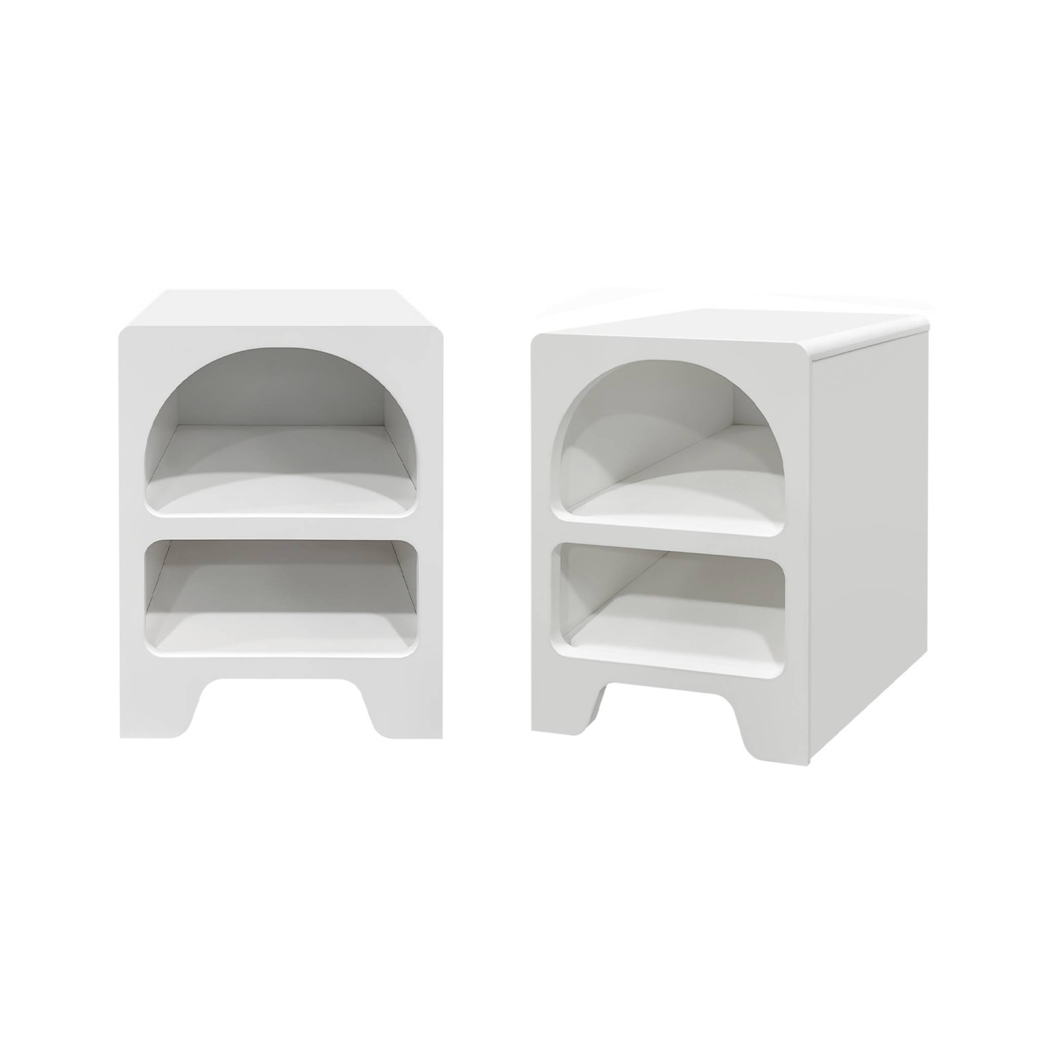Sweeek - Table De Chevet Organique Effet Bois Blanc. 2 Niches De