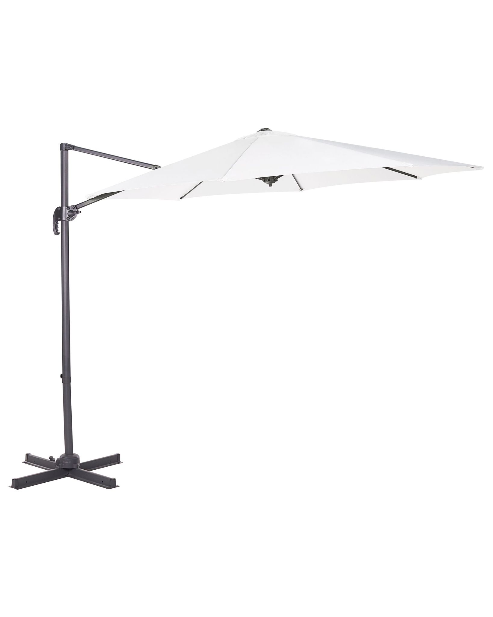 Beliani Garden Sun Parasol Off-white Fabric 240 Cm Swivel Weather Resistant Savona