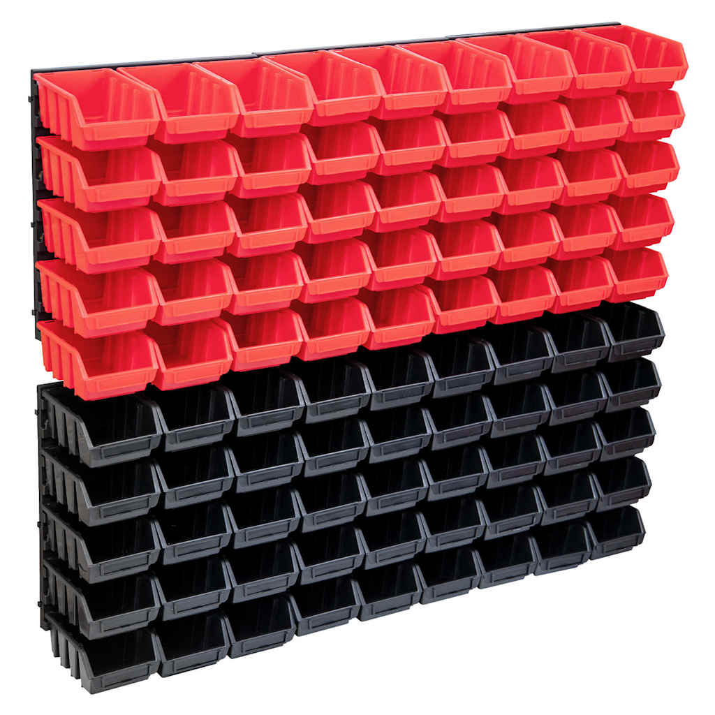 Vidaxl Schwarz 96-Tlg. Behälter-Set Für Kleinteile Mit Wandplatten Rot