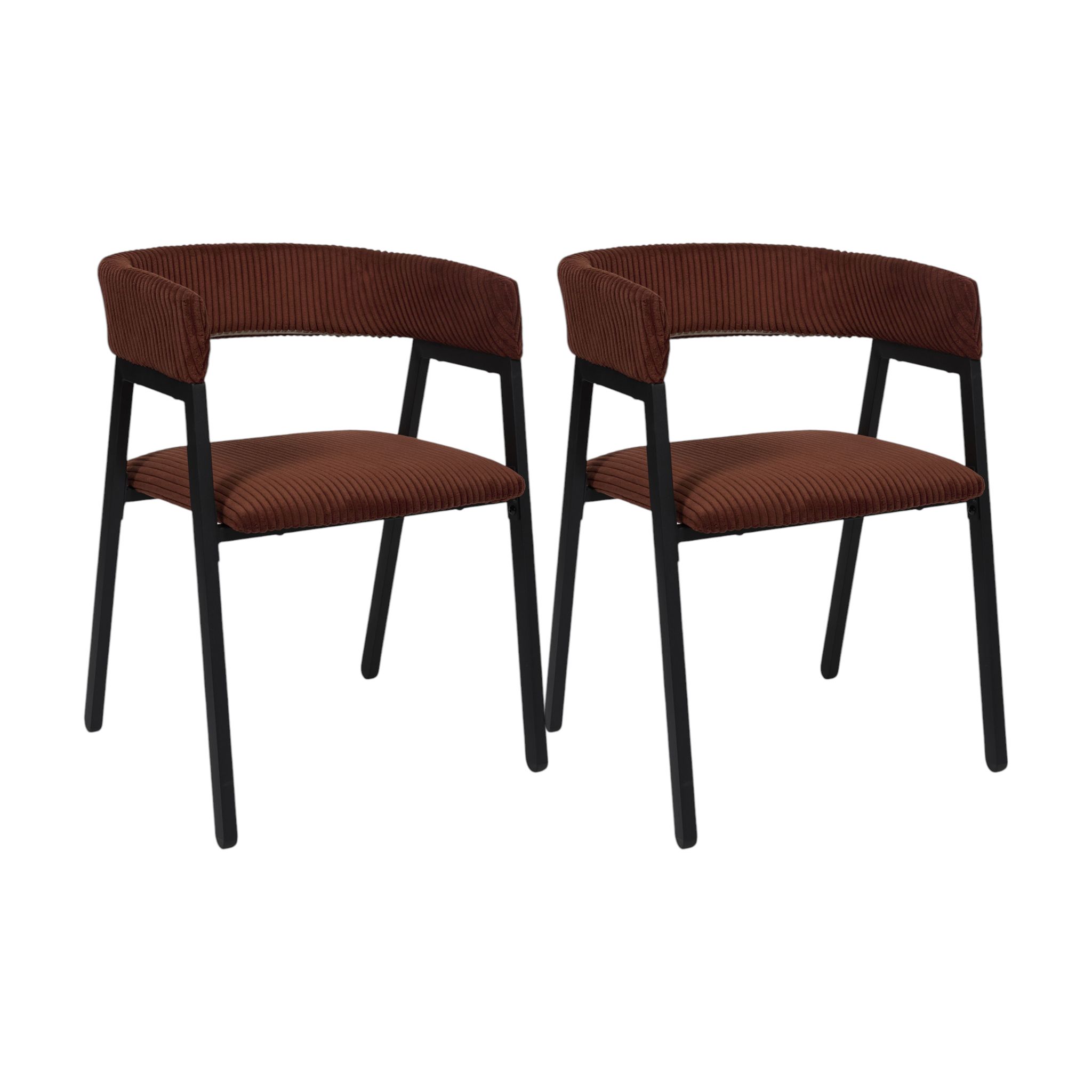Lot De 2 Chaises - Home Deco Factory - Scott - Design - Côtelé - Rouge