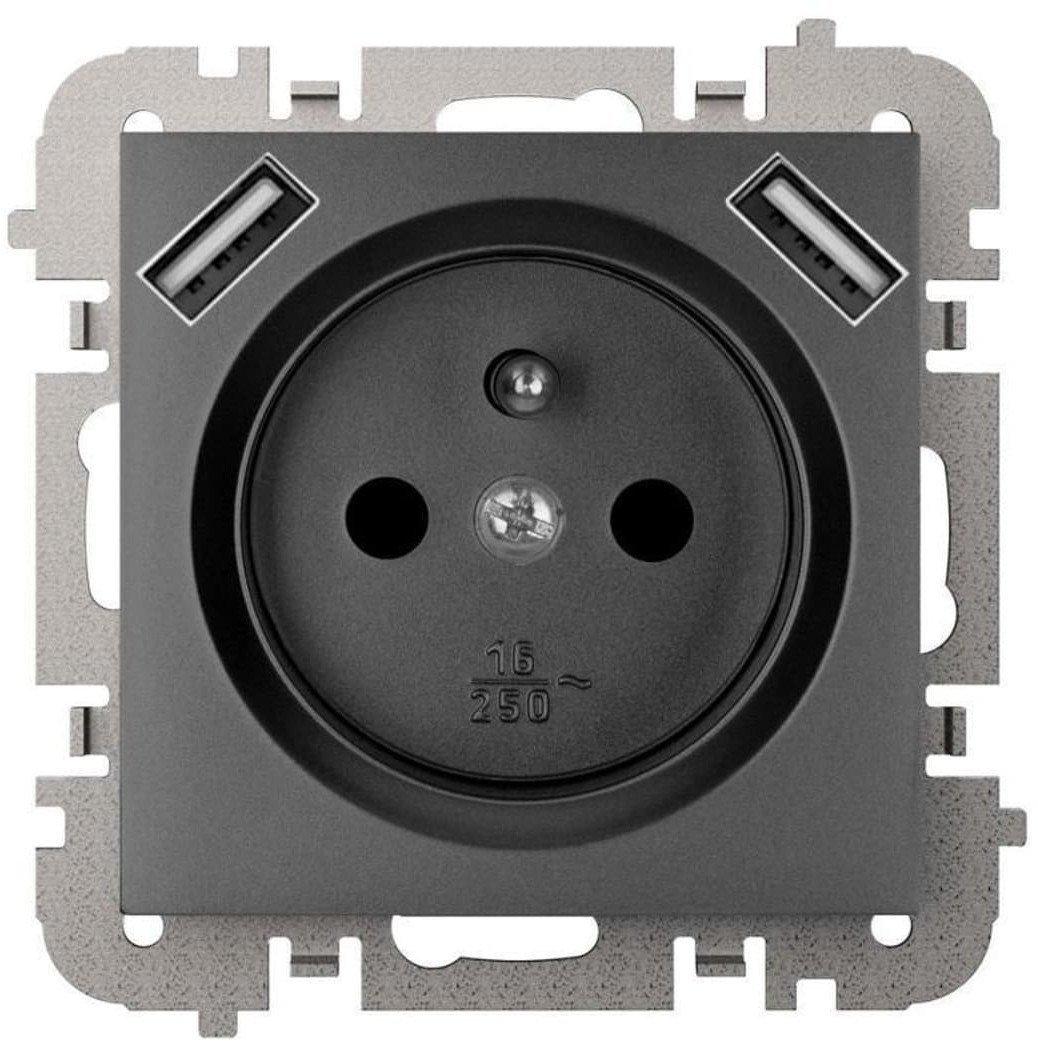 Elektroplast Elektro-Plast Santra 2P+Z Steckdose Schwarz Usb